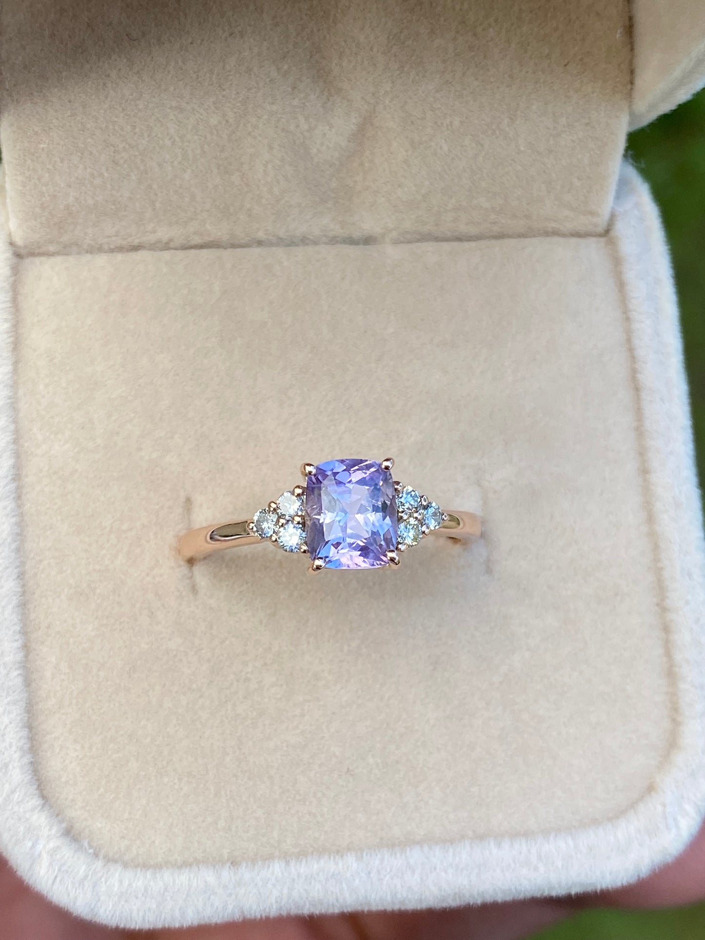 Pale Lavender Sapphire Ring | Unique Engagement Ring | Violet Sapphire Ring / purple Sapphire / Diamond cluster ring