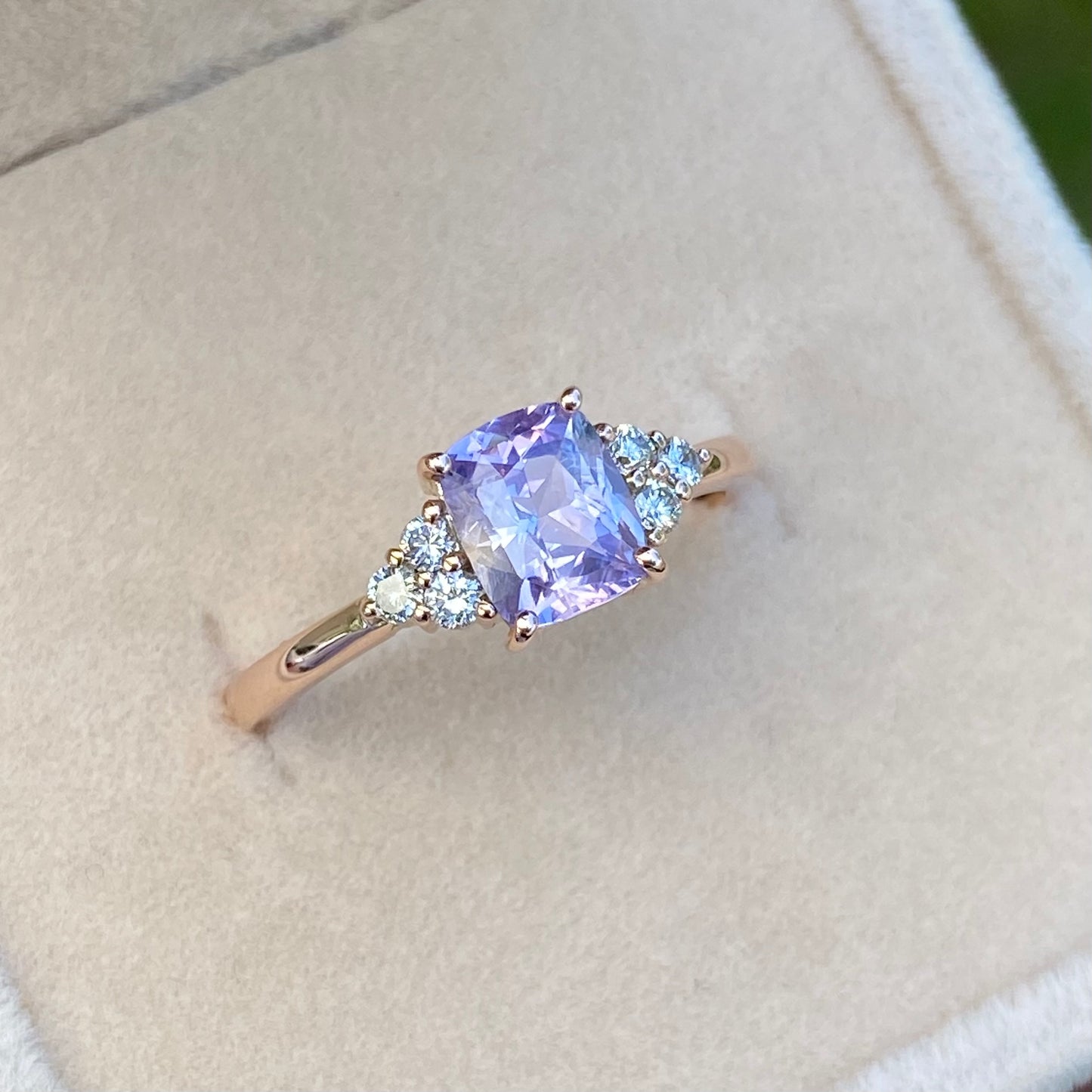 Pale Lavender Sapphire Ring | Unique Engagement Ring | Violet Sapphire Ring / purple Sapphire / Diamond cluster ring