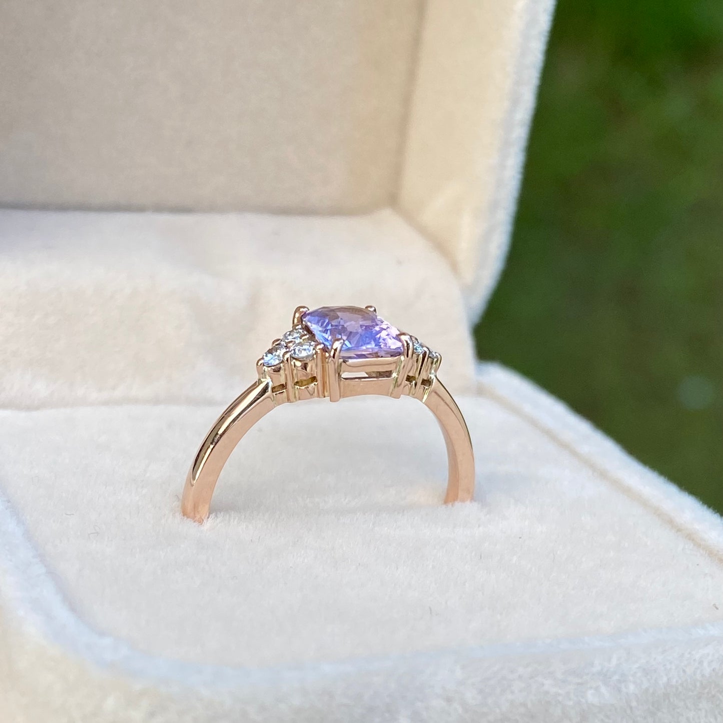 Pale Lavender Sapphire Ring | Unique Engagement Ring | Violet Sapphire Ring / purple Sapphire / Diamond cluster ring