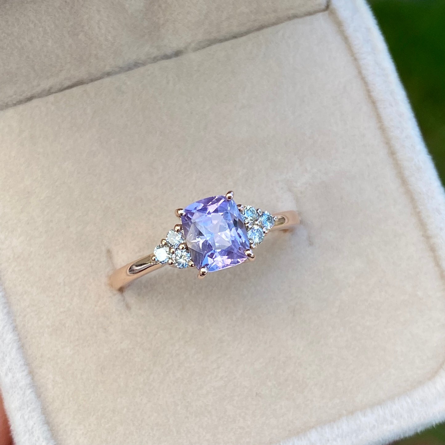 Pale Lavender Sapphire Ring | Unique Engagement Ring | Violet Sapphire Ring / purple Sapphire / Diamond cluster ring