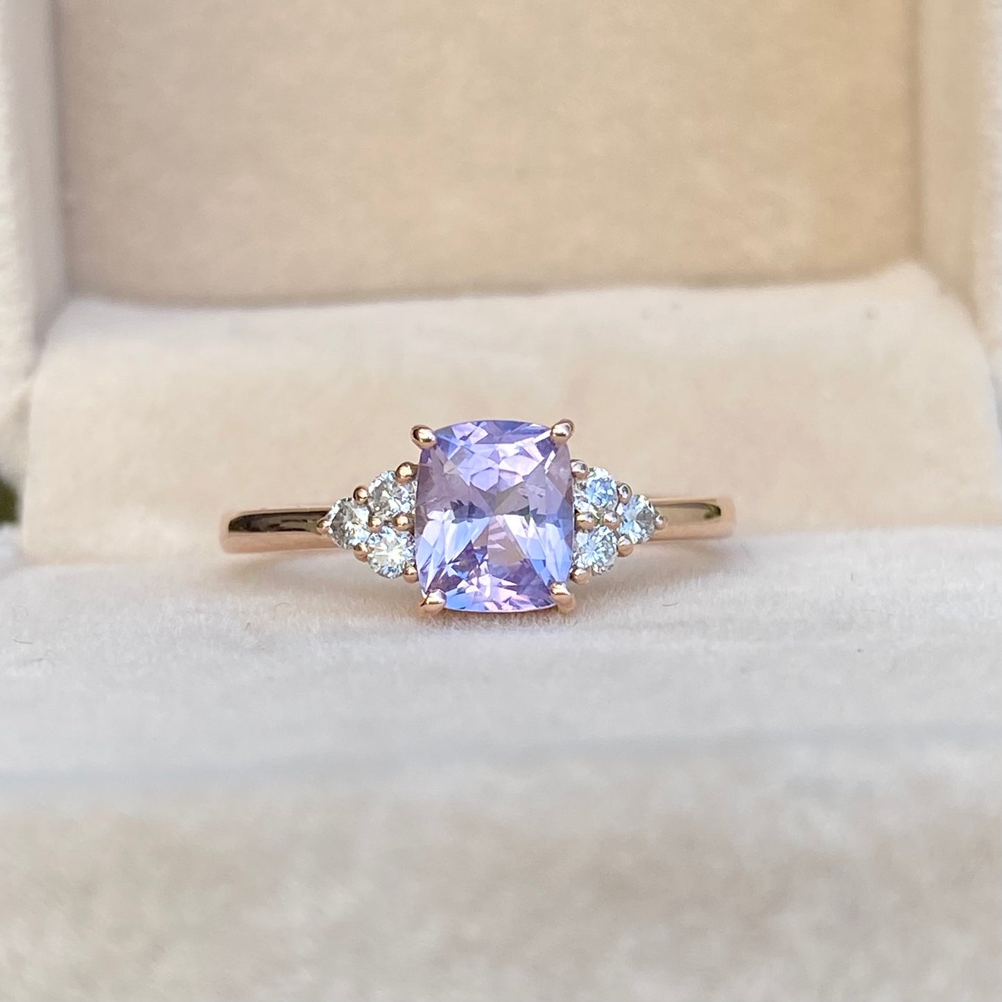 Pale Lavender Sapphire Ring | Unique Engagement Ring | Violet Sapphire Ring / purple Sapphire / Diamond cluster ring