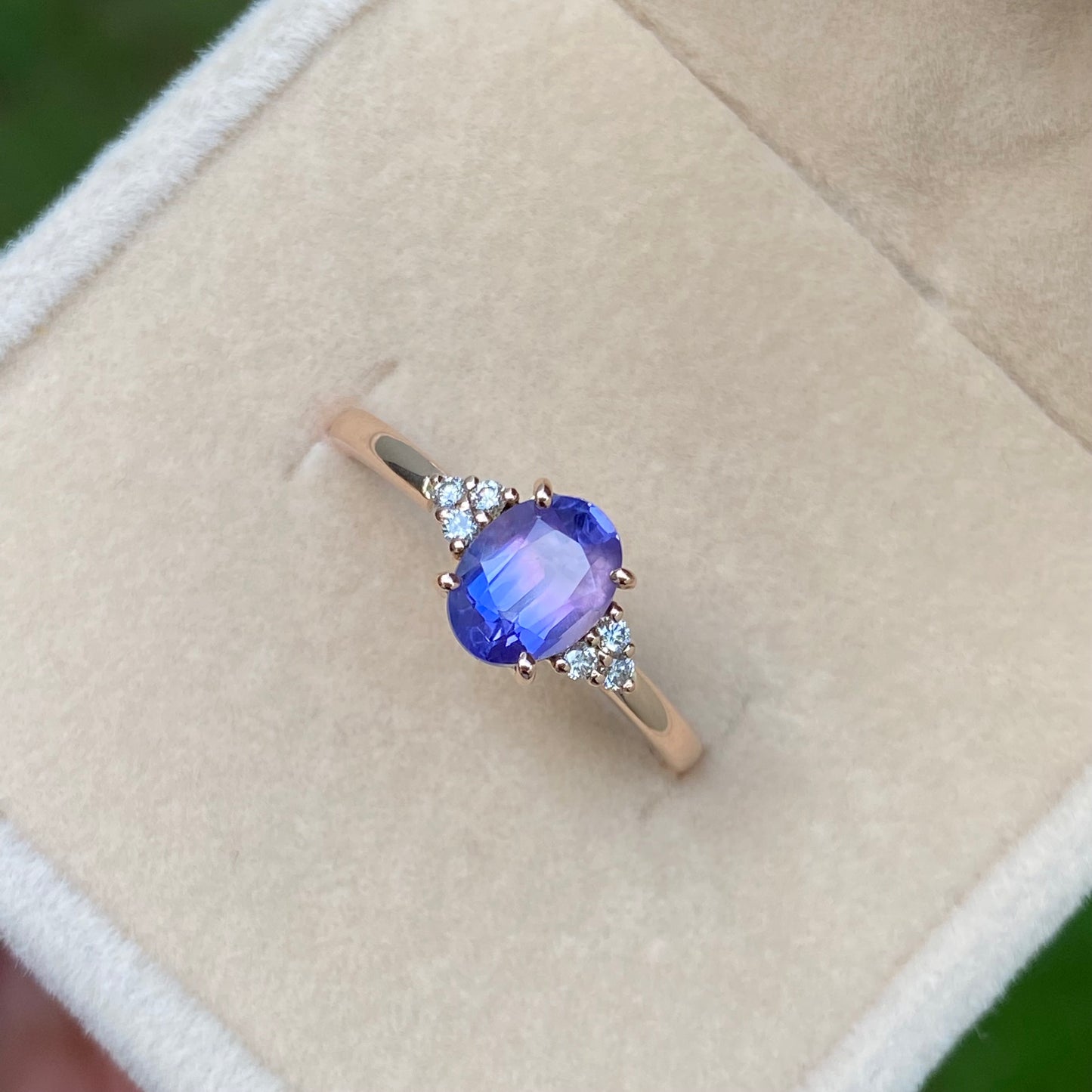 Violet Sapphire Ring | Engagement Ring | Lavender Sapphire Ring / purple Sapphire / Diamond cluster ring