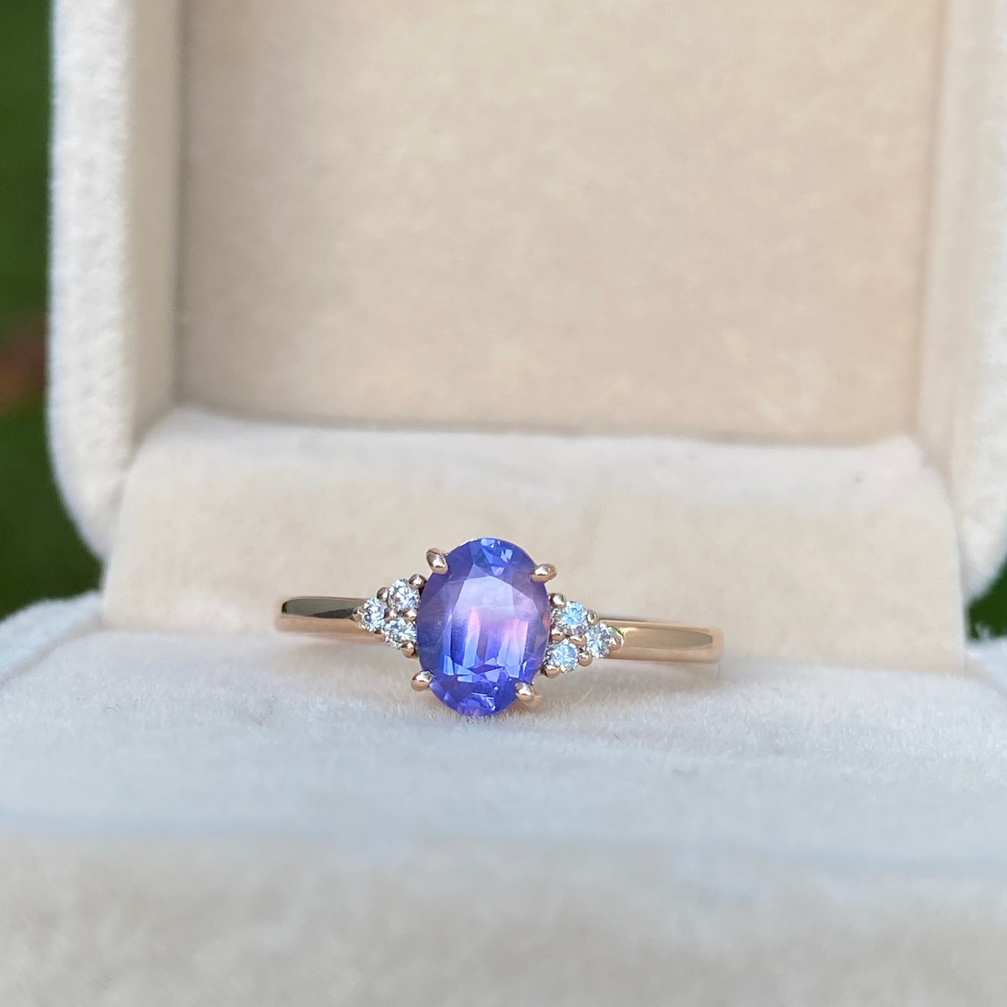 Violet Sapphire Ring | Engagement Ring | Lavender Sapphire Ring / purple Sapphire / Diamond cluster ring