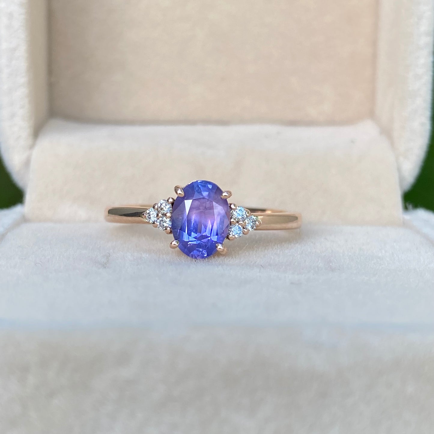 Violet Sapphire Ring | Engagement Ring | Lavender Sapphire Ring / purple Sapphire / Diamond cluster ring