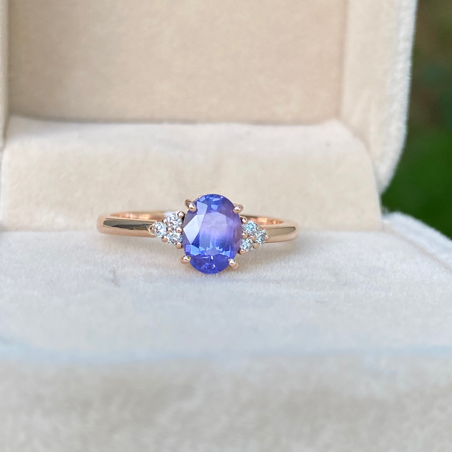 Violet Sapphire Ring | Engagement Ring | Lavender Sapphire Ring / purple Sapphire / Diamond cluster ring