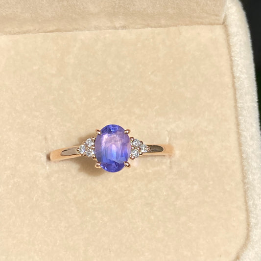 Violet Sapphire Ring | Engagement Ring | Lavender Sapphire Ring / purple Sapphire / Diamond cluster ring