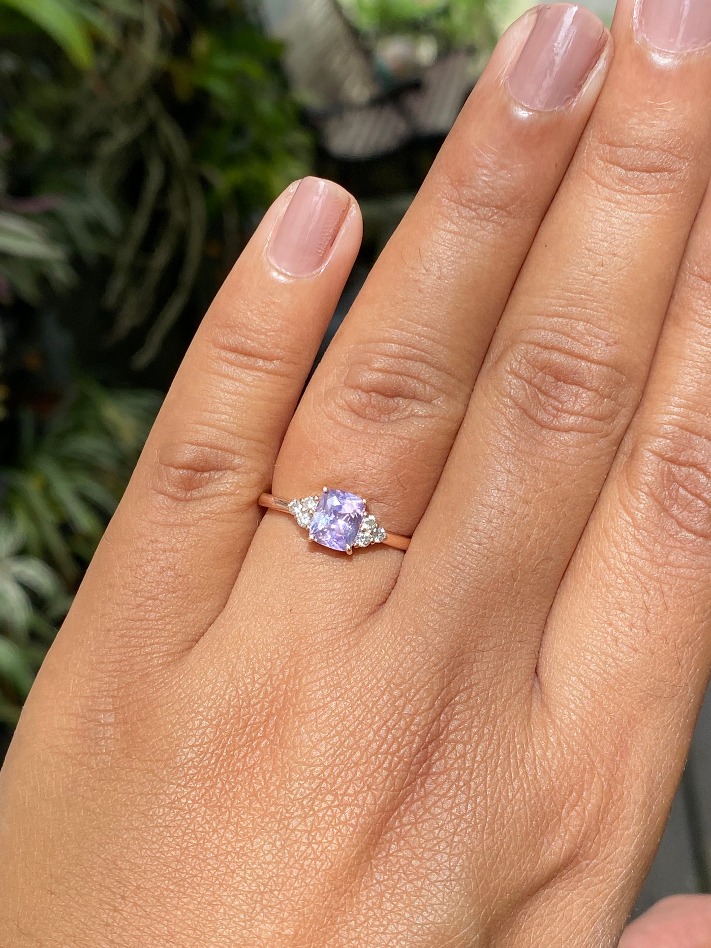 Pale Lavender Sapphire Ring | Unique Engagement Ring | Violet Sapphire Ring / purple Sapphire / Diamond cluster ring