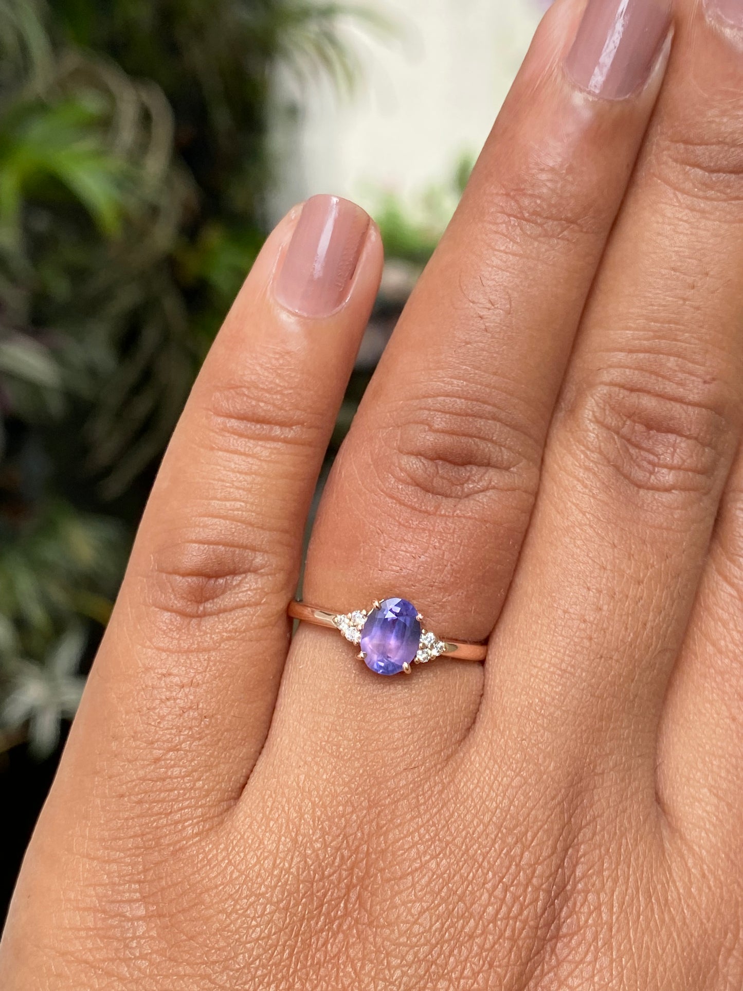 Violet Sapphire Ring | Engagement Ring | Lavender Sapphire Ring / purple Sapphire / Diamond cluster ring