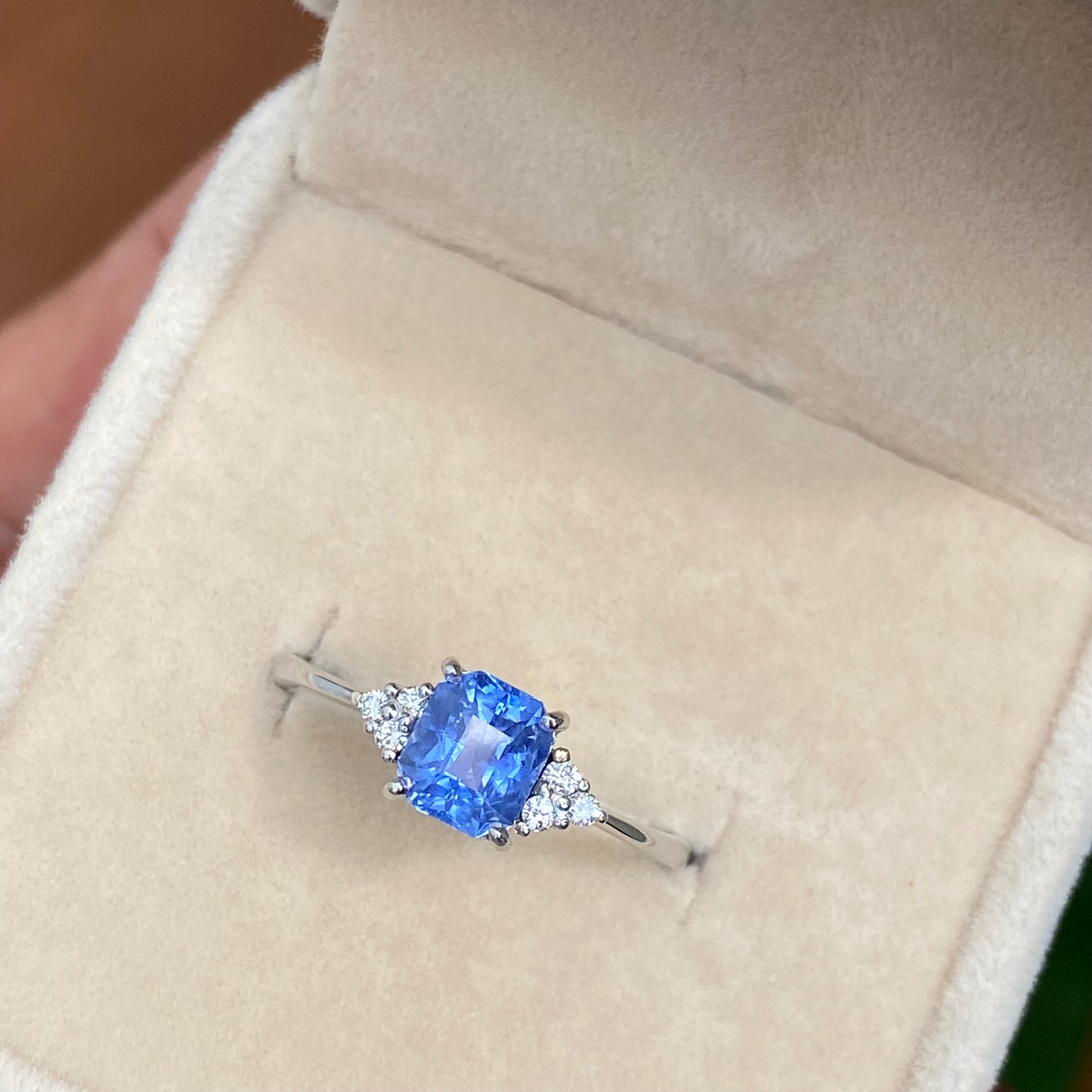 Ceylon Blue Sapphire Diamond Engagement Ring