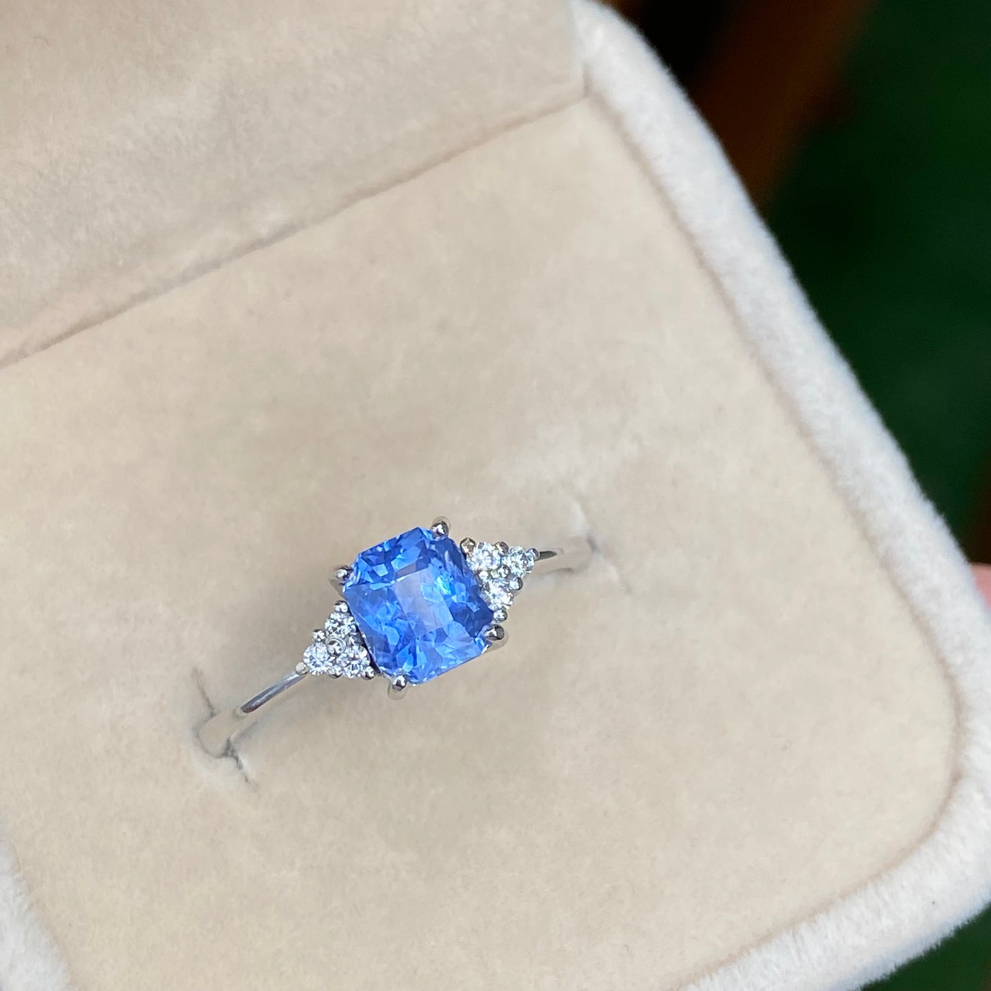 Ceylon Blue Sapphire Diamond Engagement Ring