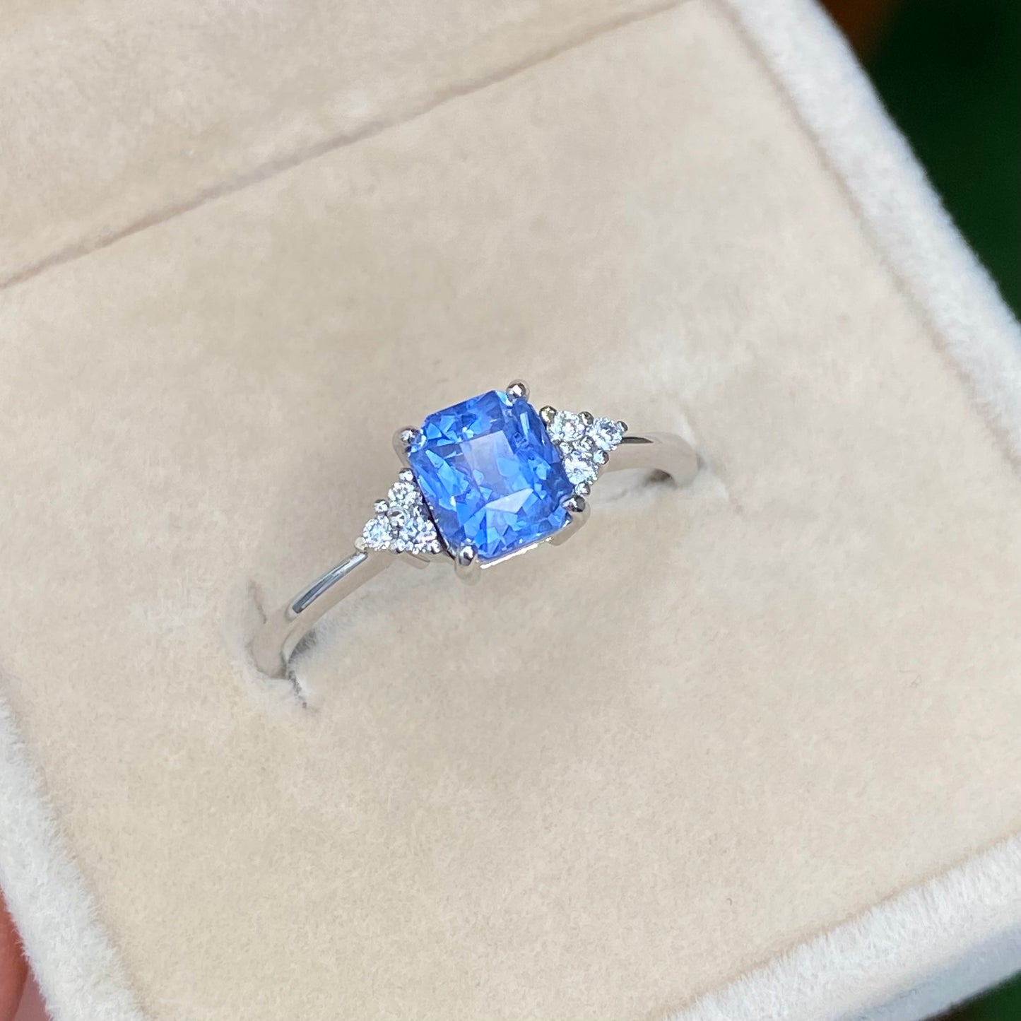 Ceylon Blue Sapphire Diamond Engagement Ring