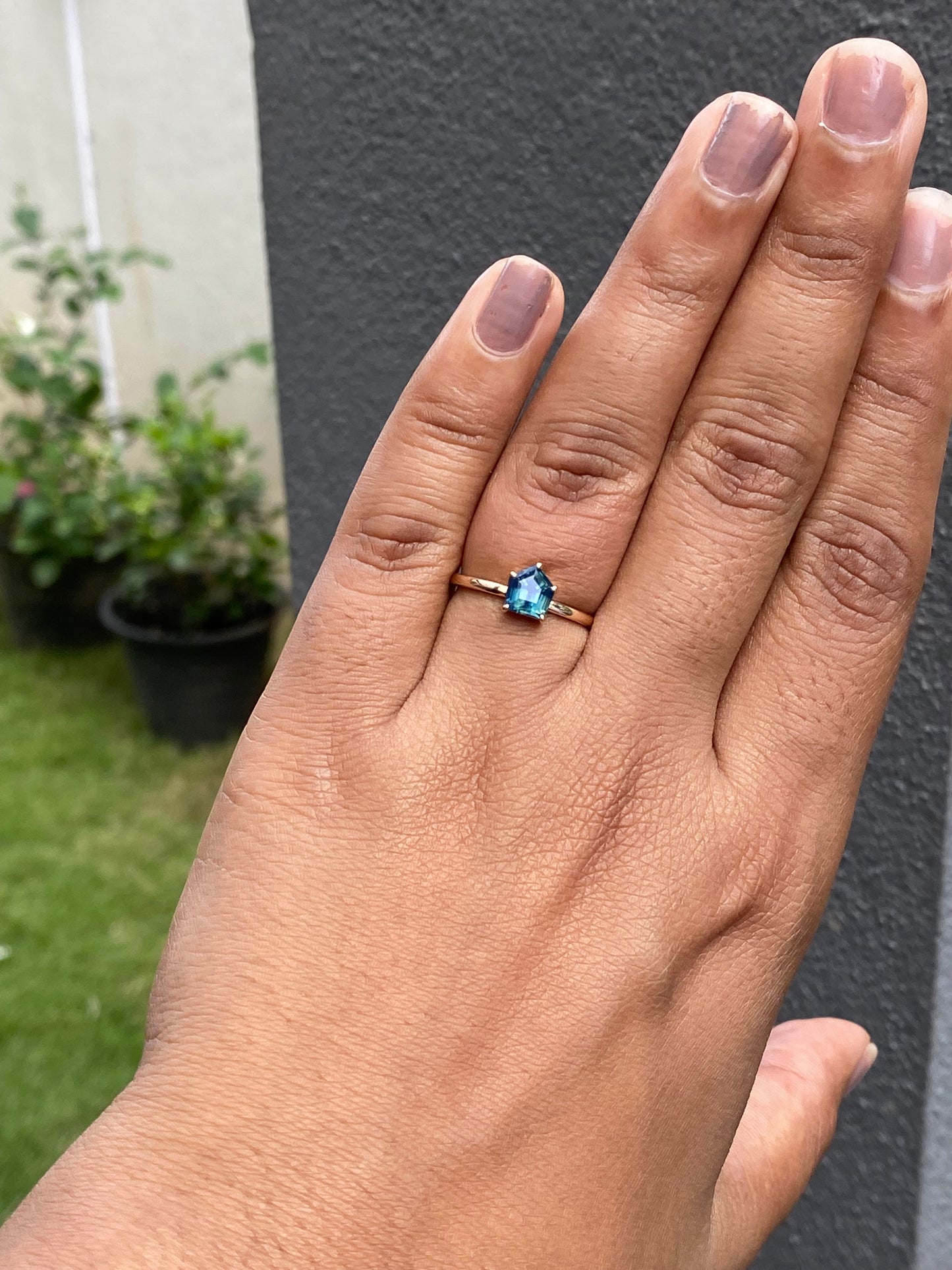 1.30ct Unheated Teal Sapphire ring / Simple Solitaire ring