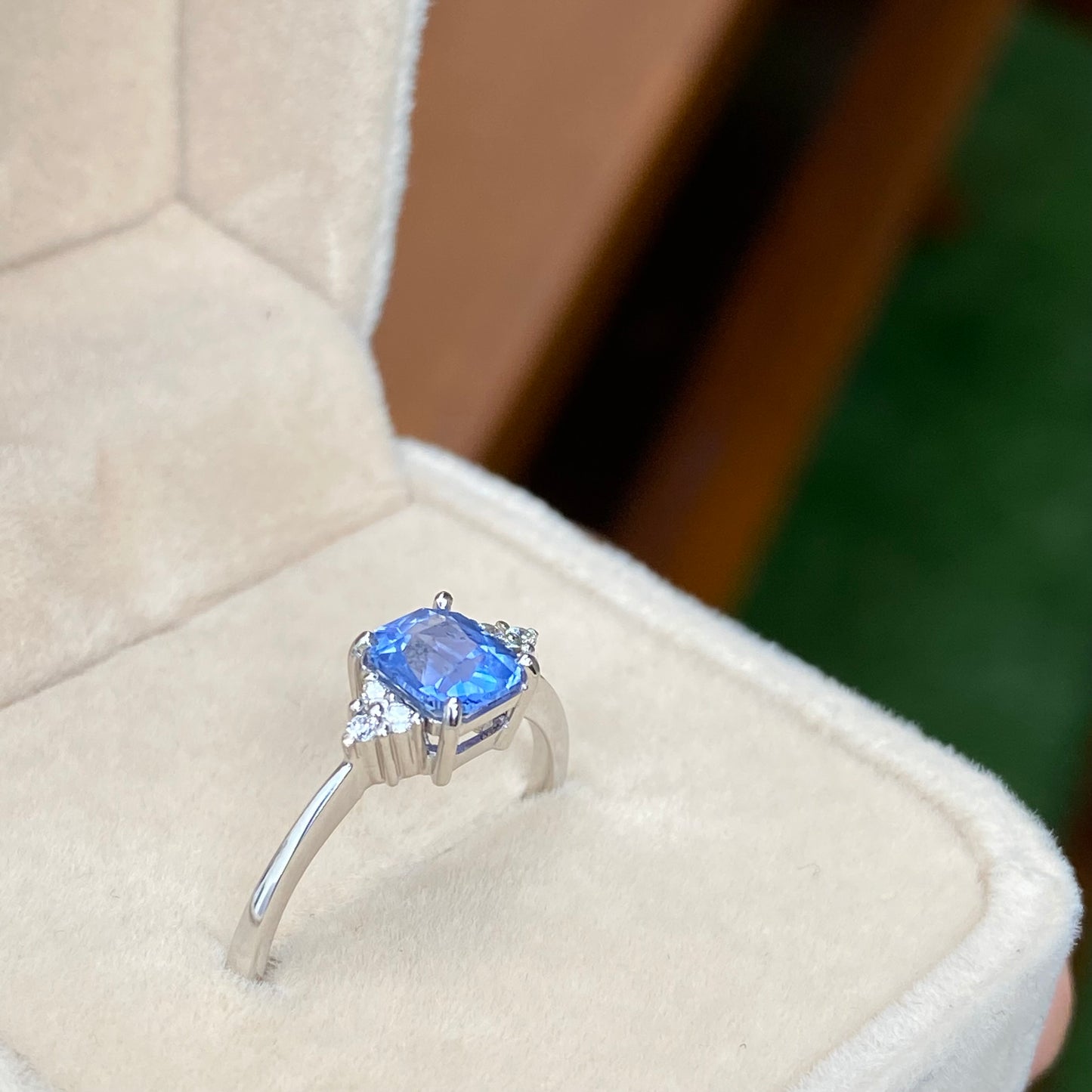 Ceylon Blue Sapphire Diamond Engagement Ring