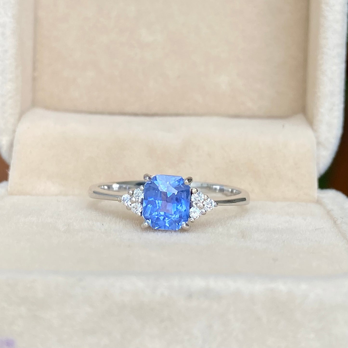 Ceylon Blue Sapphire Diamond Engagement Ring