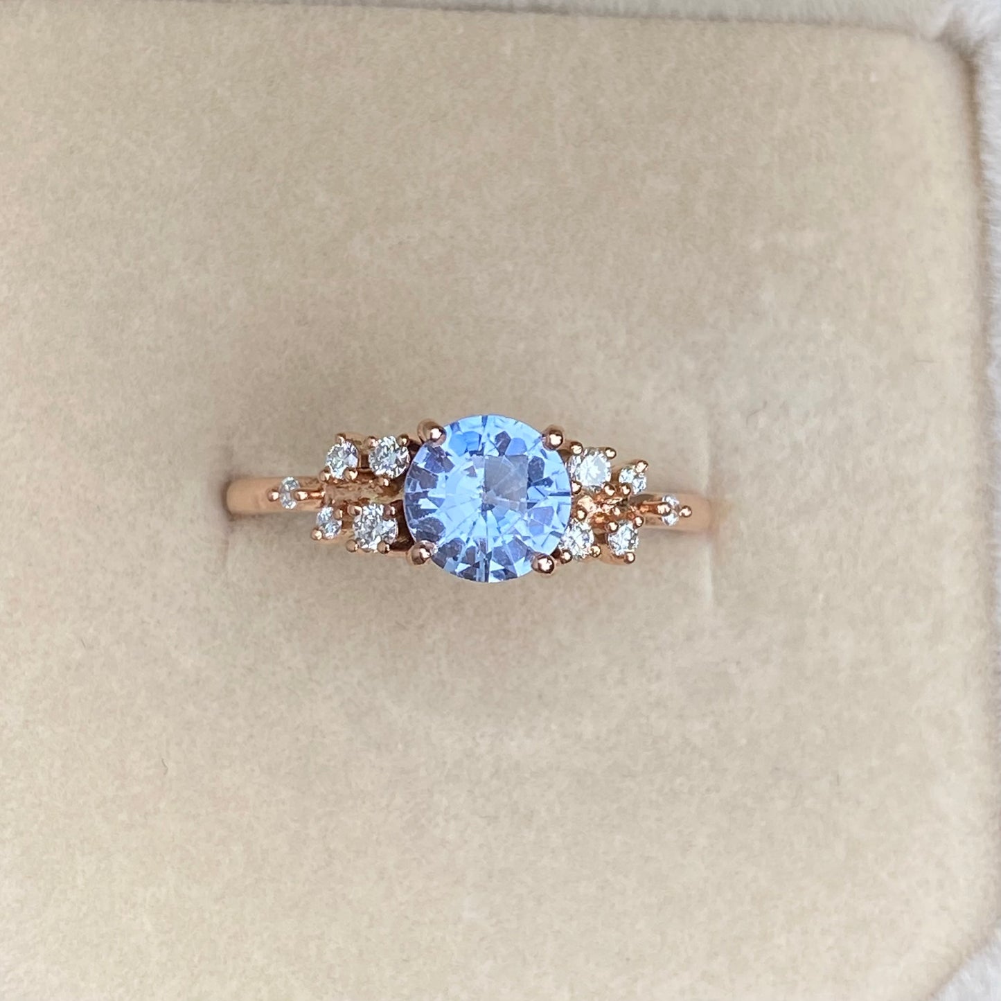 Natural 1.30ct Light Blue Sapphire Diamond cluster ring.