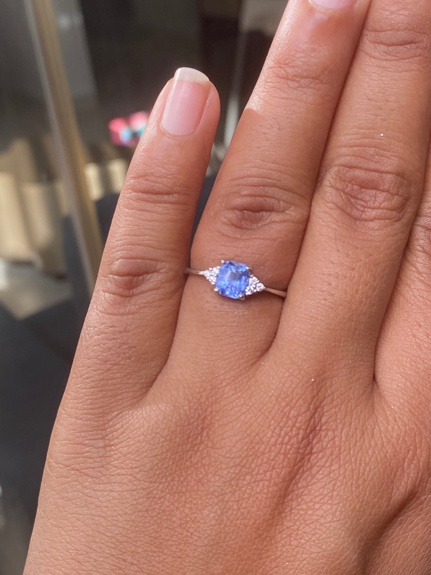 Ceylon Blue Sapphire Diamond Engagement Ring