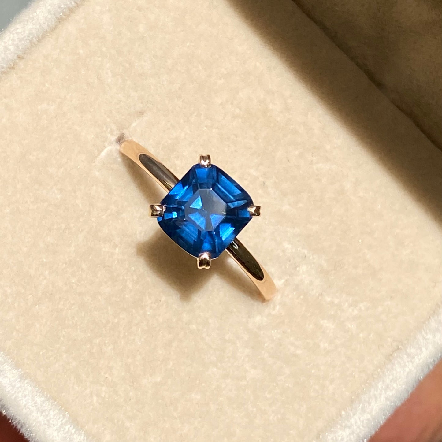 Navy Blue Sapphire Engagement Ring | Peacock Blue Sapphire Ring | 2 carat Blue Sapphire | Simple Solitaire Ring