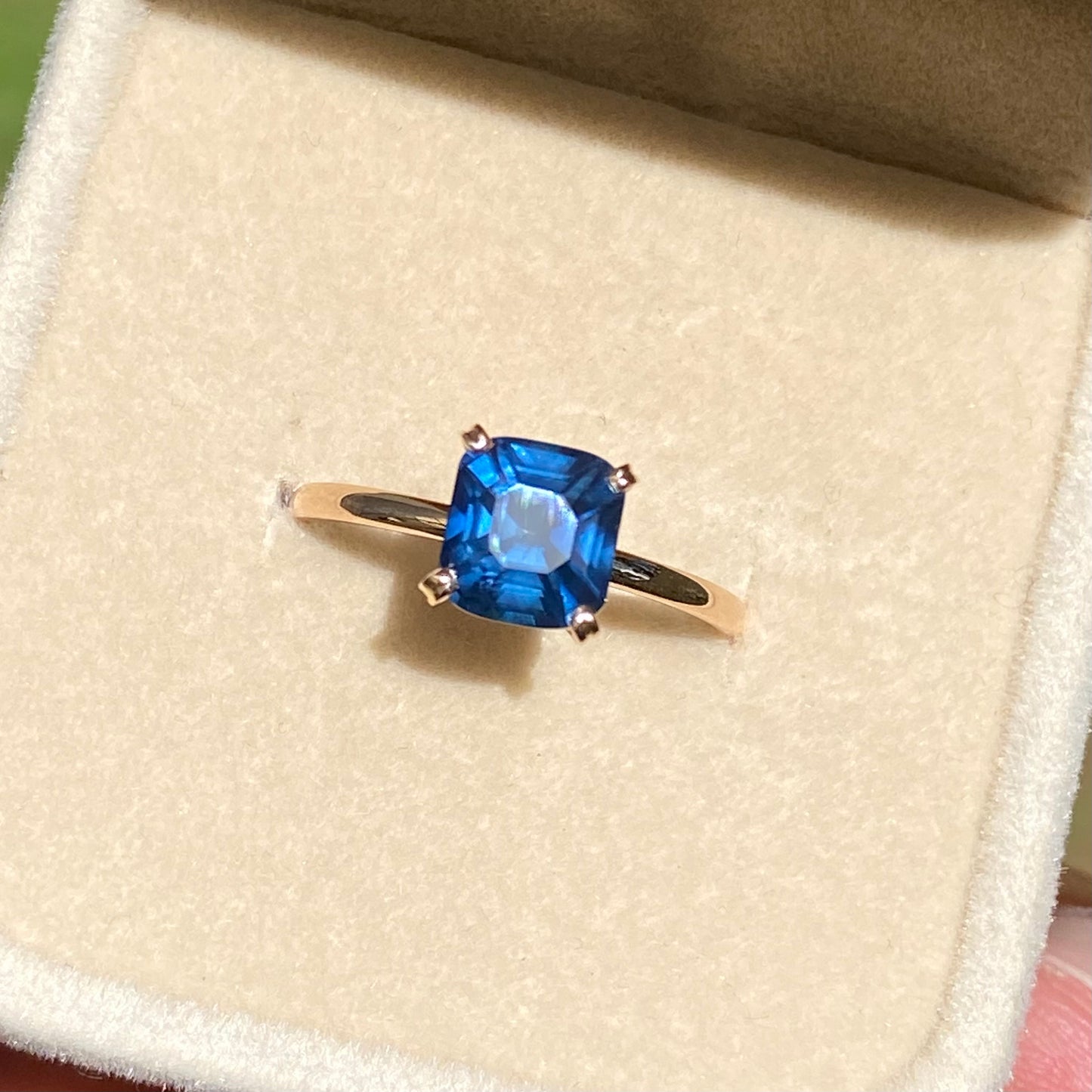 Navy Blue Sapphire Engagement Ring | Peacock Blue Sapphire Ring | 2 carat Blue Sapphire | Simple Solitaire Ring