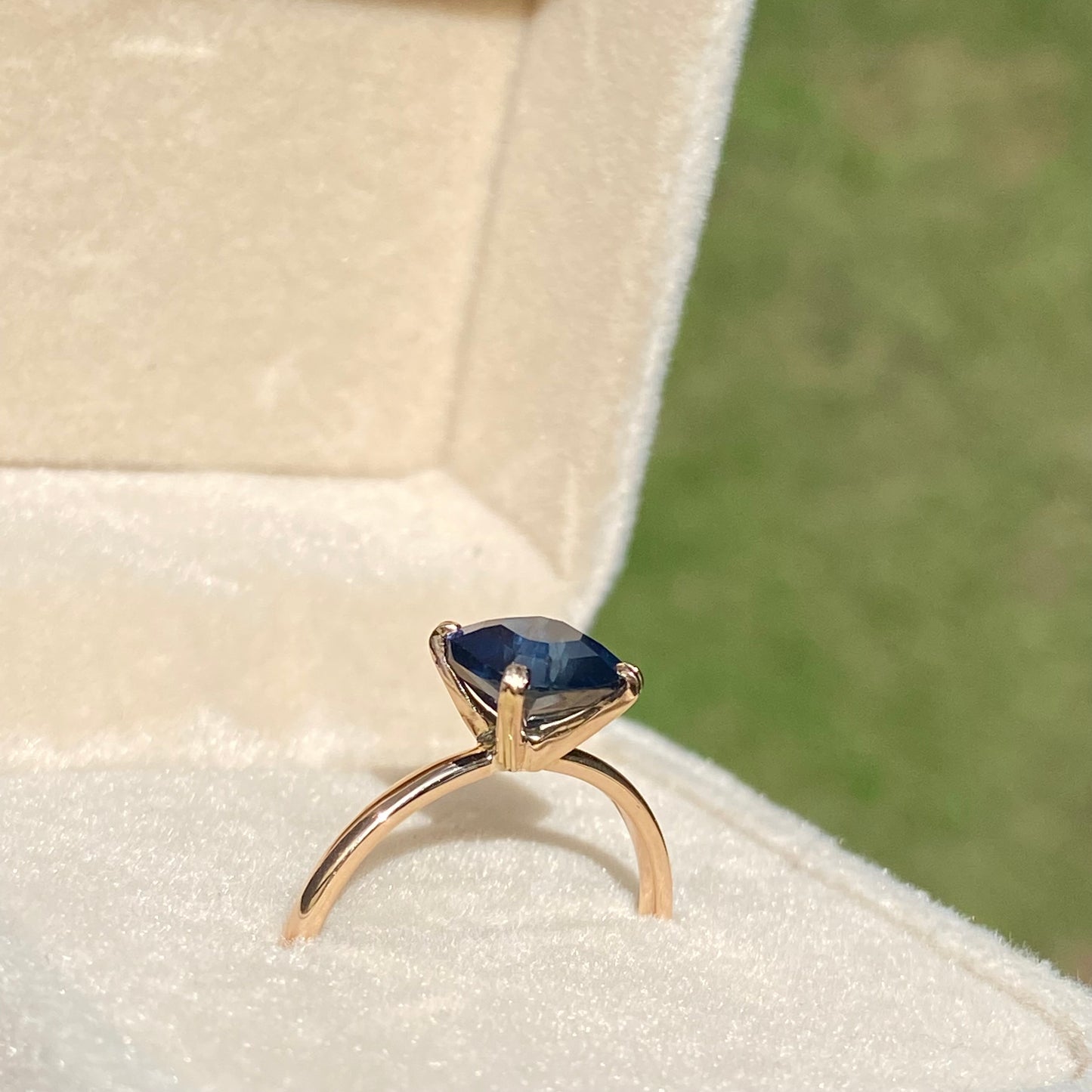 Navy Blue Sapphire Engagement Ring | Peacock Blue Sapphire Ring | 2 carat Blue Sapphire | Simple Solitaire Ring