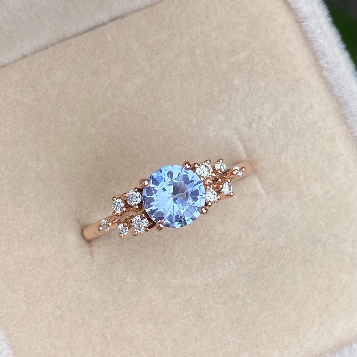 Natural 1.30ct Light Blue Sapphire Diamond cluster ring.