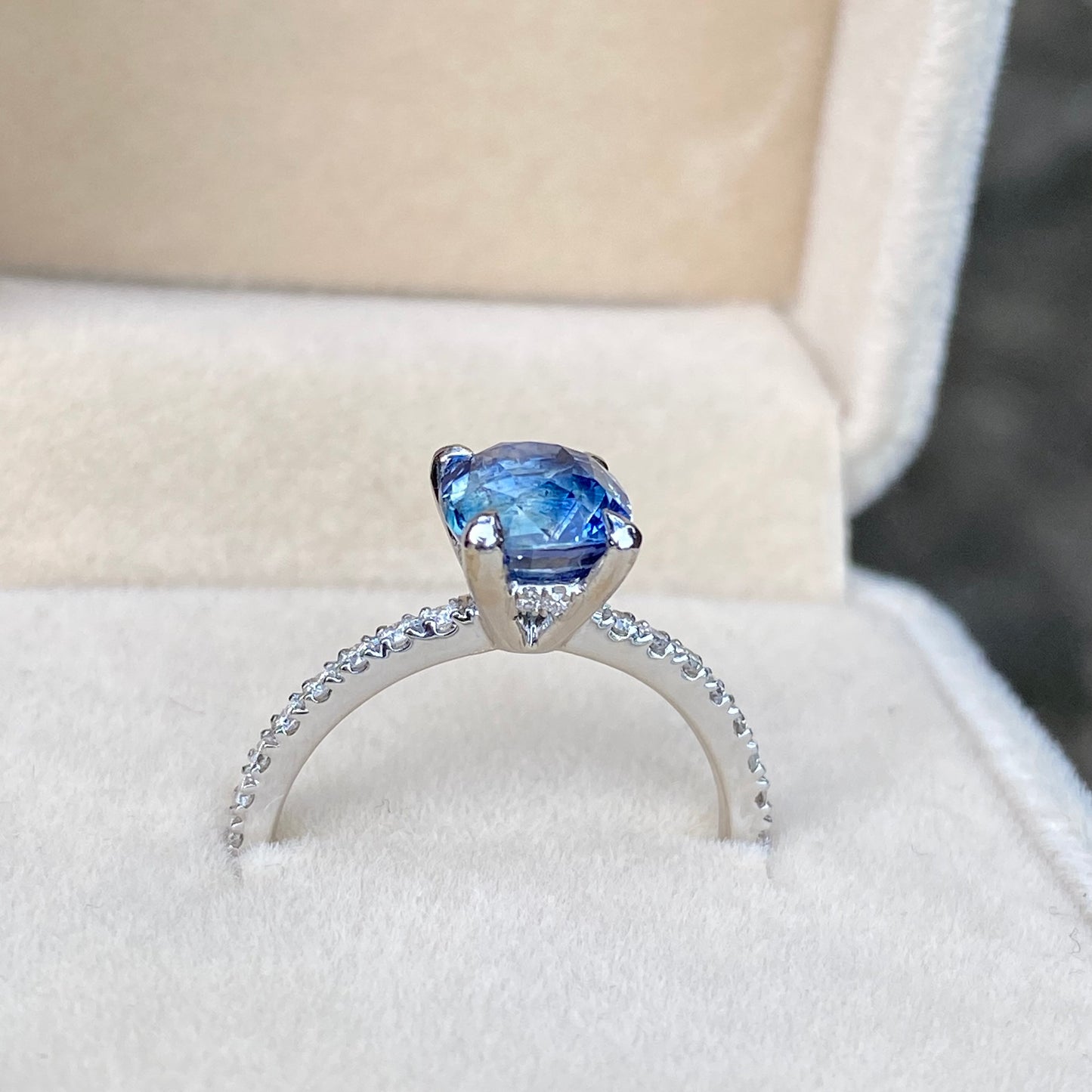 2.53ct Natural Bicolor Sapphire Engagement Ring 14K White Gold