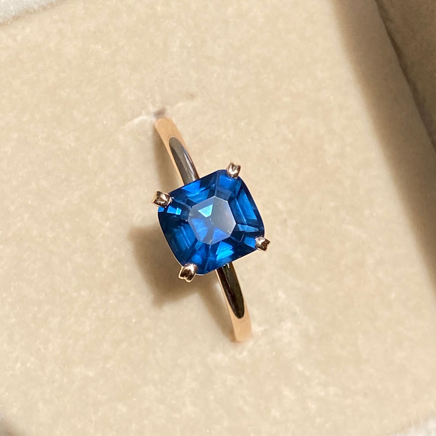 Navy Blue Sapphire Engagement Ring | Peacock Blue Sapphire Ring | 2 carat Blue Sapphire | Simple Solitaire Ring