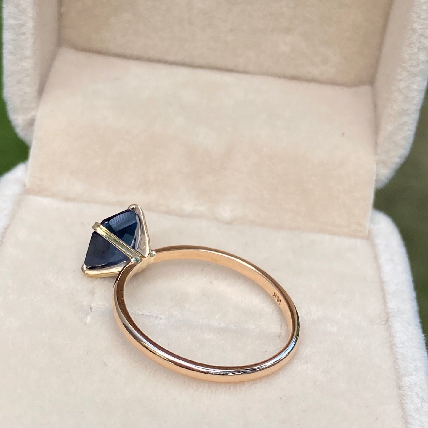 Navy Blue Sapphire Engagement Ring | Peacock Blue Sapphire Ring | 2 carat Blue Sapphire | Simple Solitaire Ring