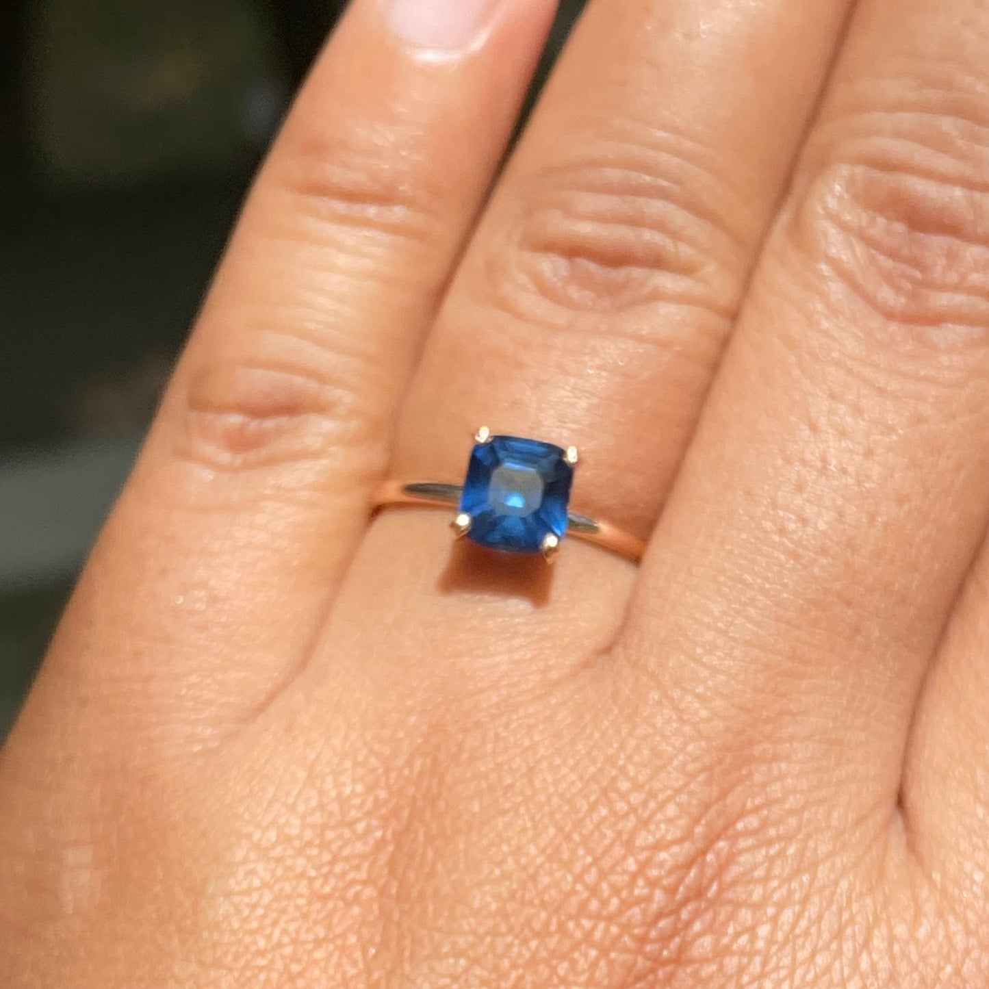 Navy Blue Sapphire Engagement Ring | Peacock Blue Sapphire Ring | 2 carat Blue Sapphire | Simple Solitaire Ring