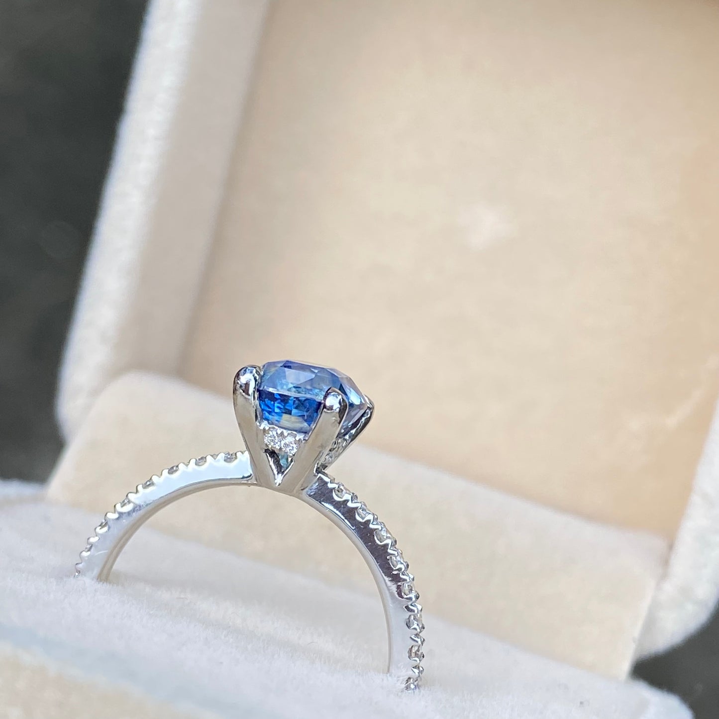 2.53ct Natural Bicolor Sapphire Engagement Ring 14K White Gold