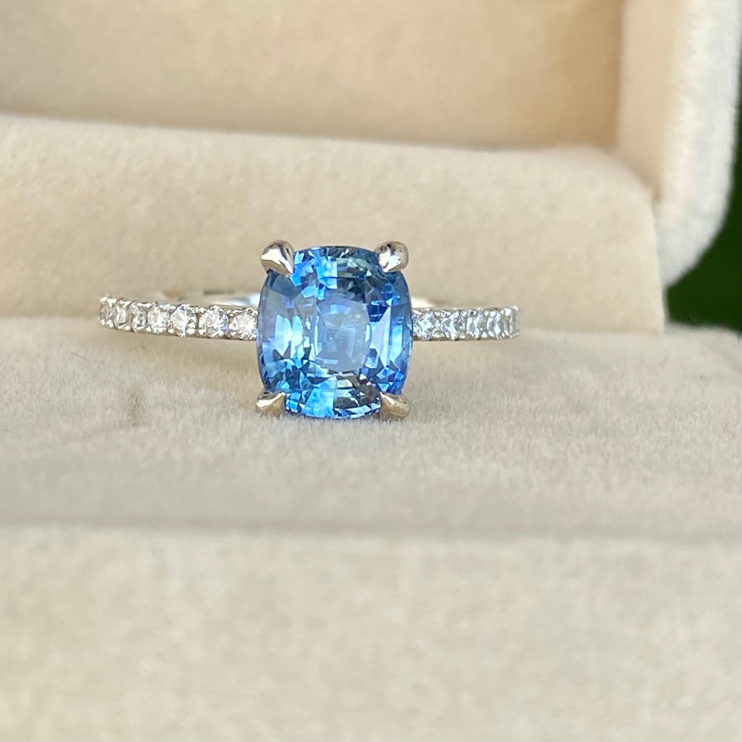 2.53ct Natural Bicolor Sapphire Engagement Ring 14K White Gold