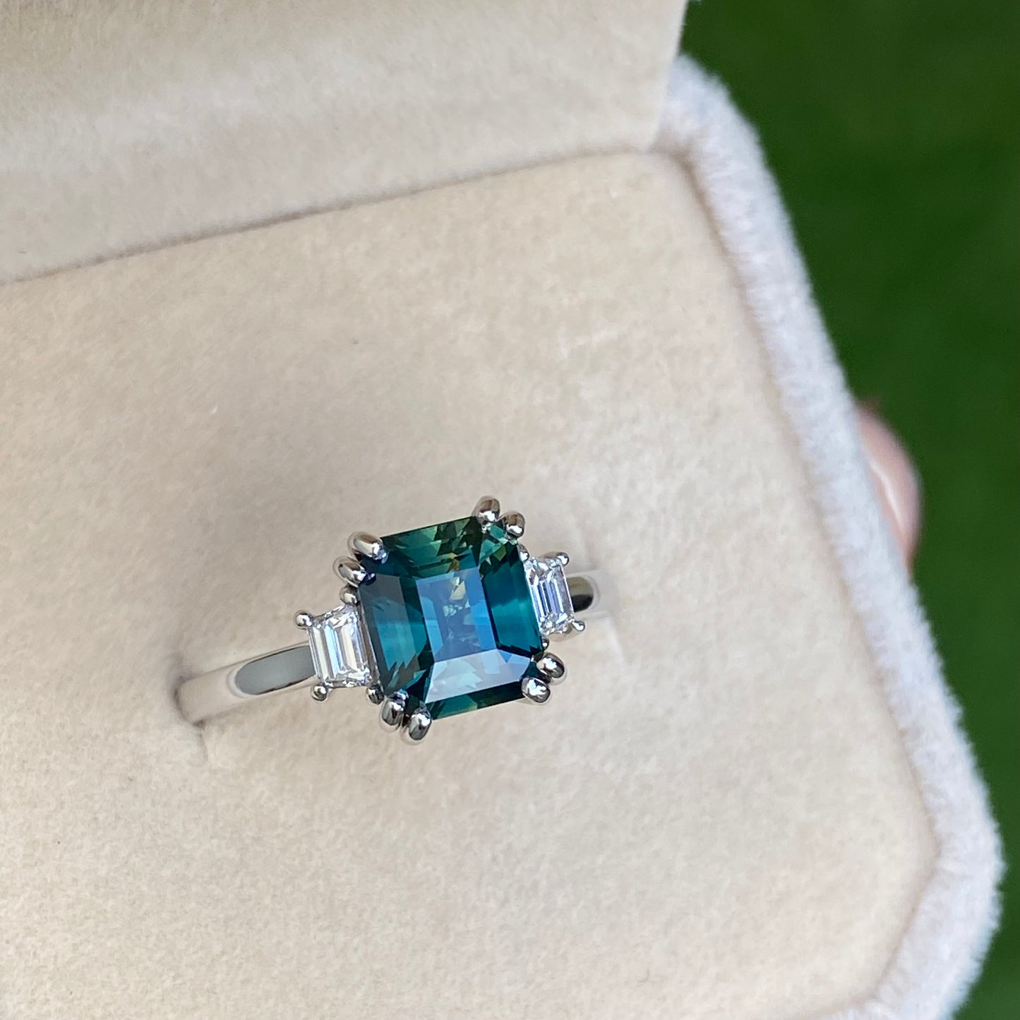 Arwen Teal Sapphire Engagement Ring