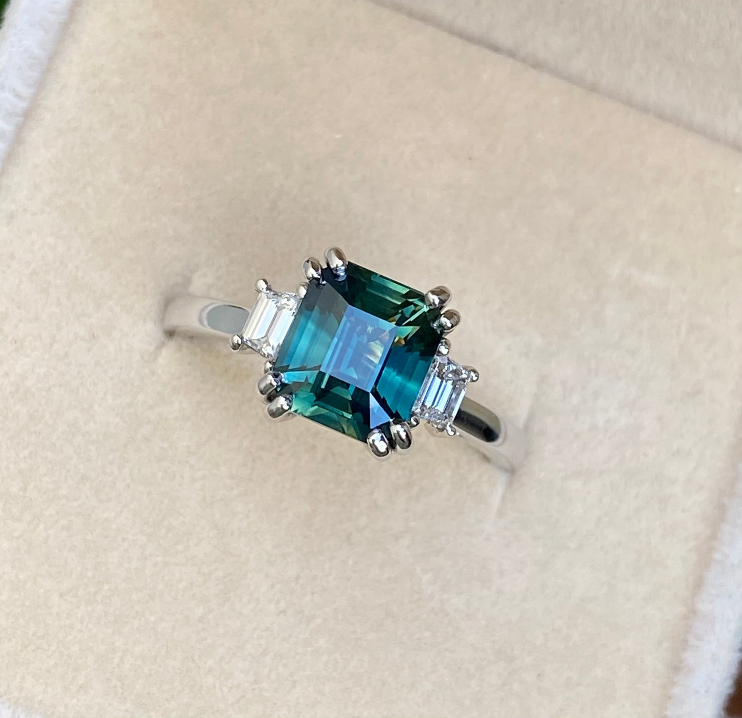 Arwen Teal Sapphire Engagement Ring