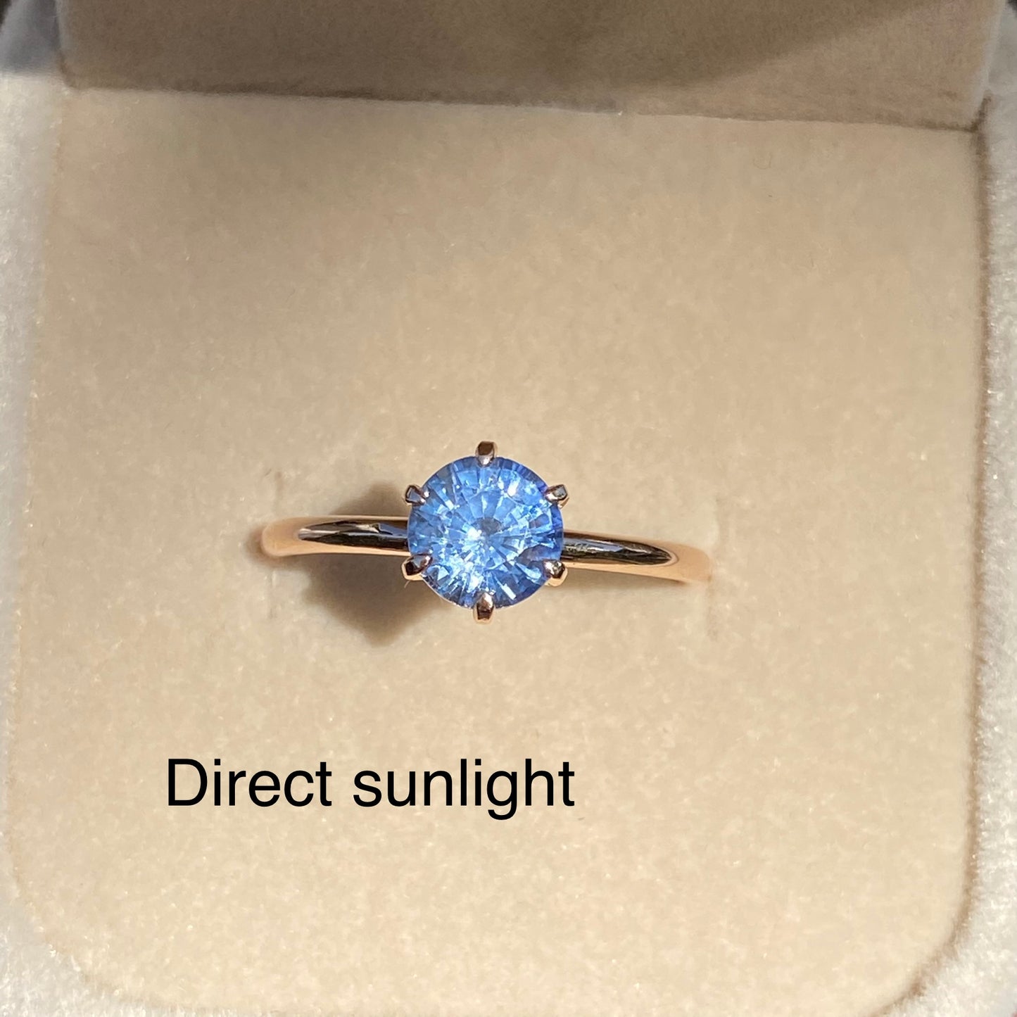 Round Pastel Blue Sapphire Simple solitaire ring 14K Rose Gold