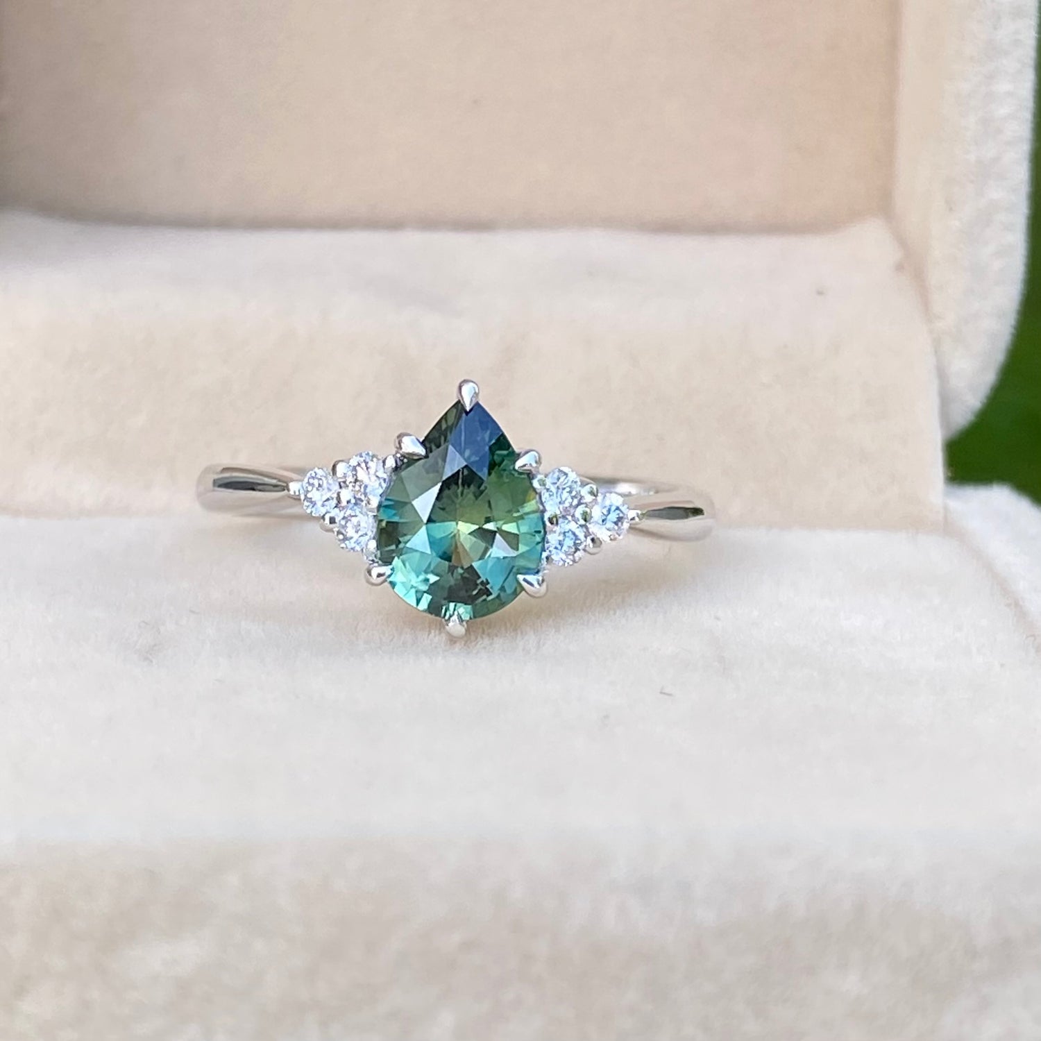 Natural Teal Sapphire ring 