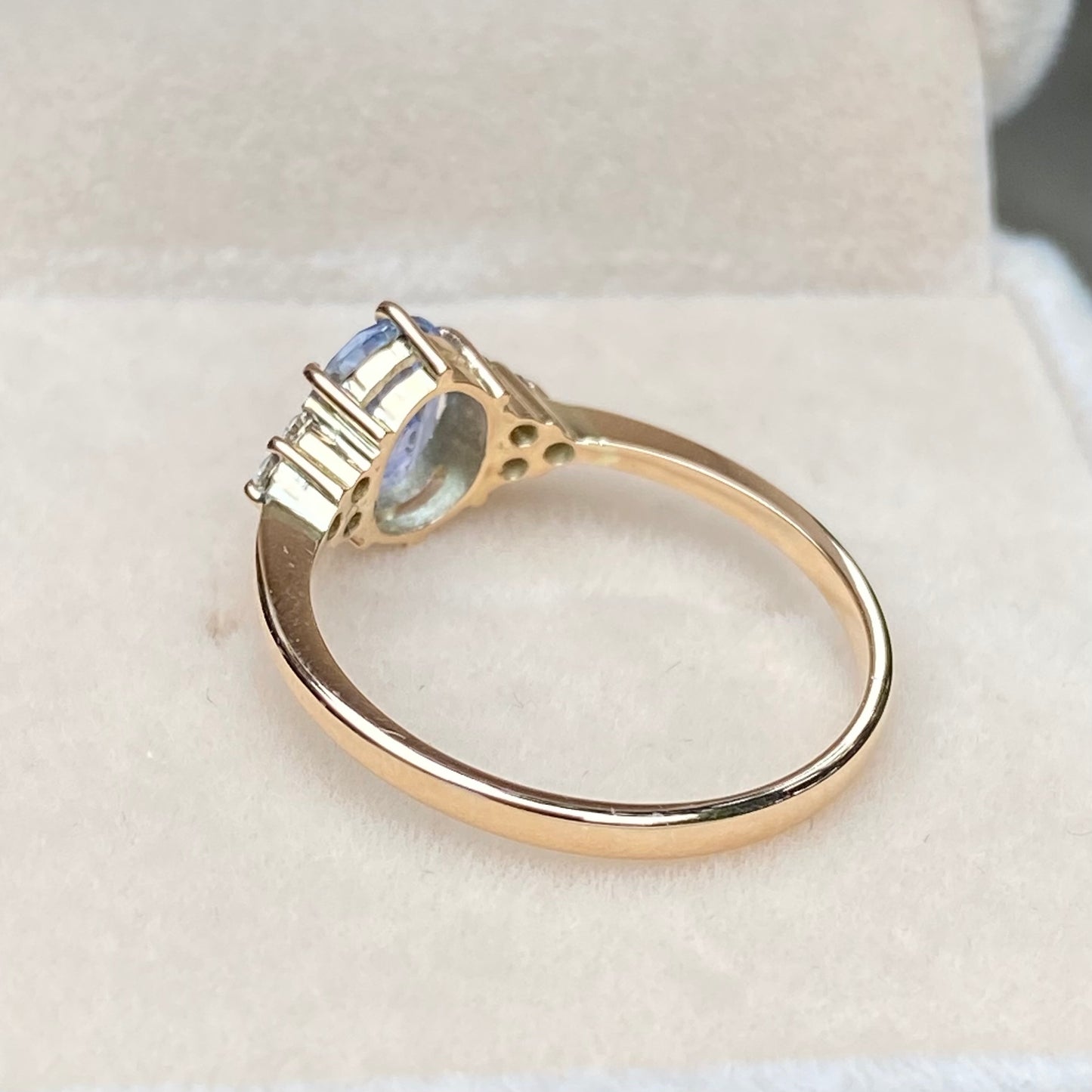 Pastel Blue Sapphire Diamond Cluster Ring 14K Rose Gold