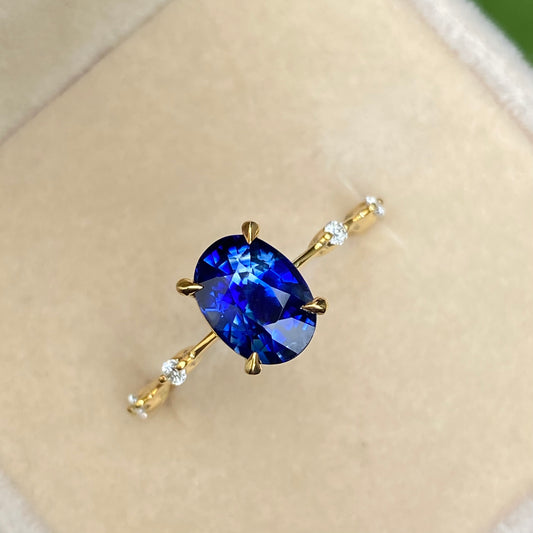 2ct Natural Royal Blue Sapphire 14K Yellow Gold ring