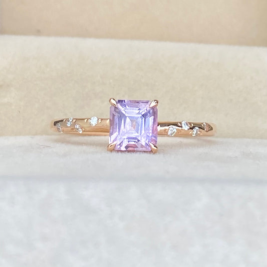 Blush Pink Sapphire Ring 14K Rose Gold