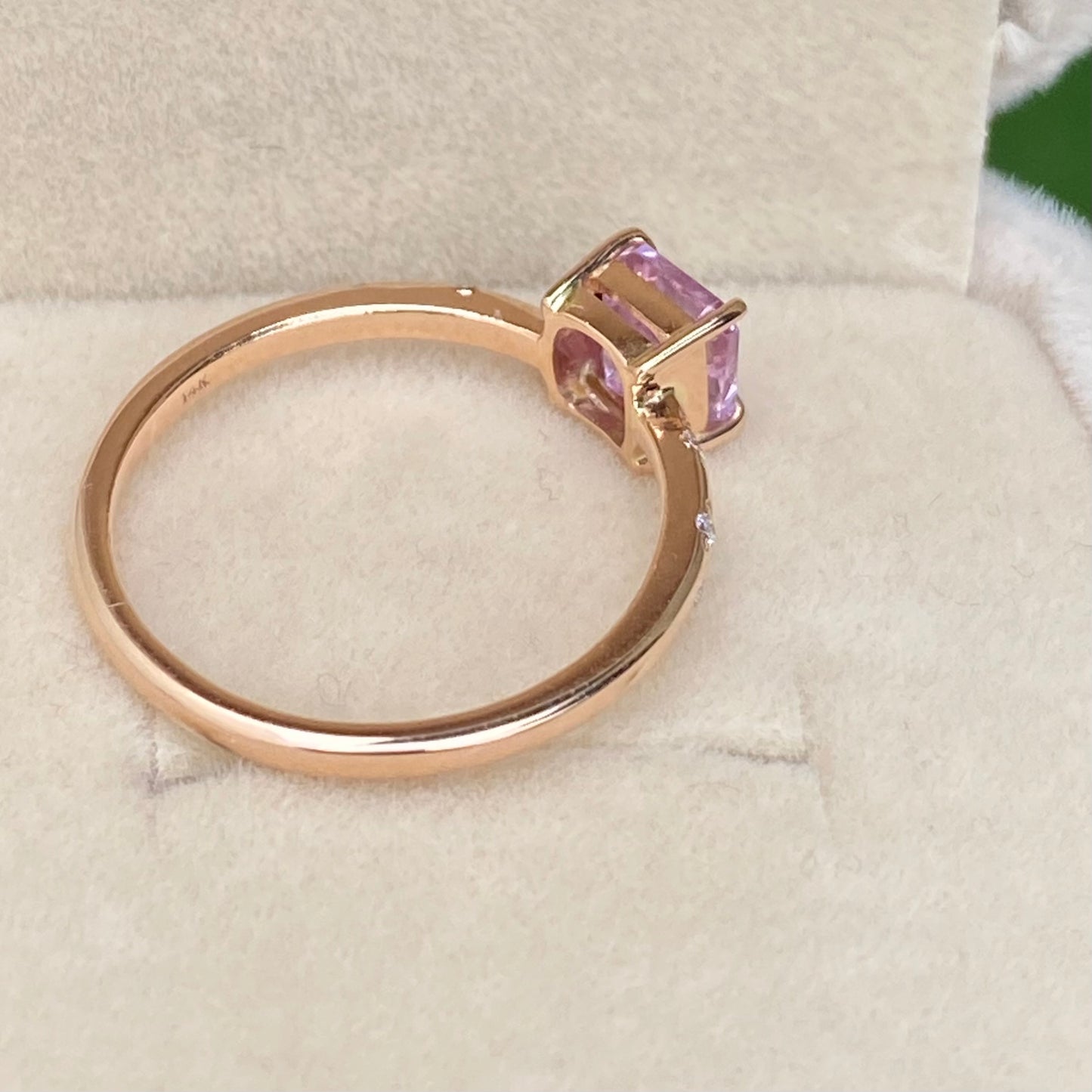 Blush Pink Sapphire Ring 14K Rose Gold