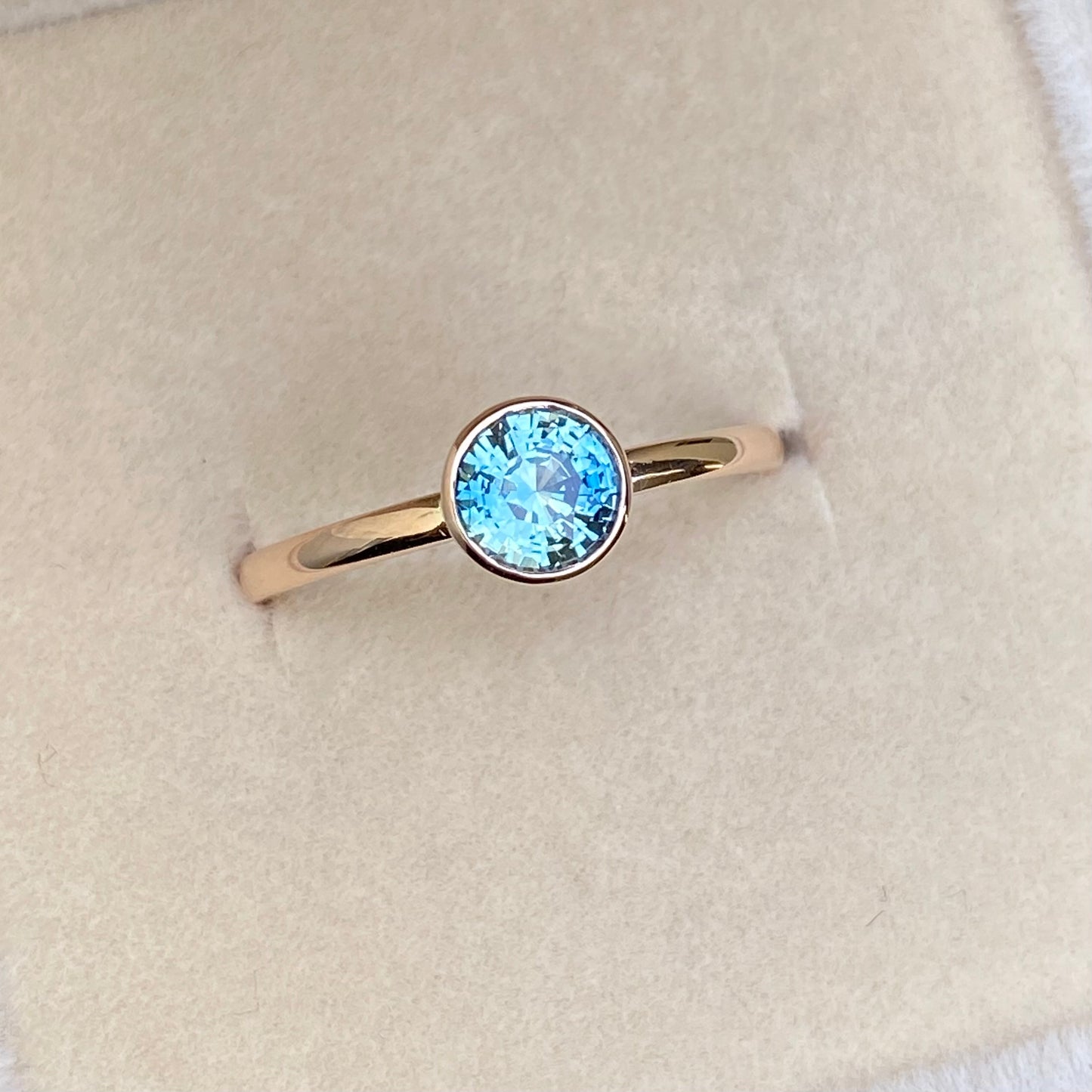 Mermaid Sapphire Ring / Round Teal Sapphire Bezel Ring / Promise Ring / Natural Teal Sapphire / Unheated Sapphire / Stacking Ring