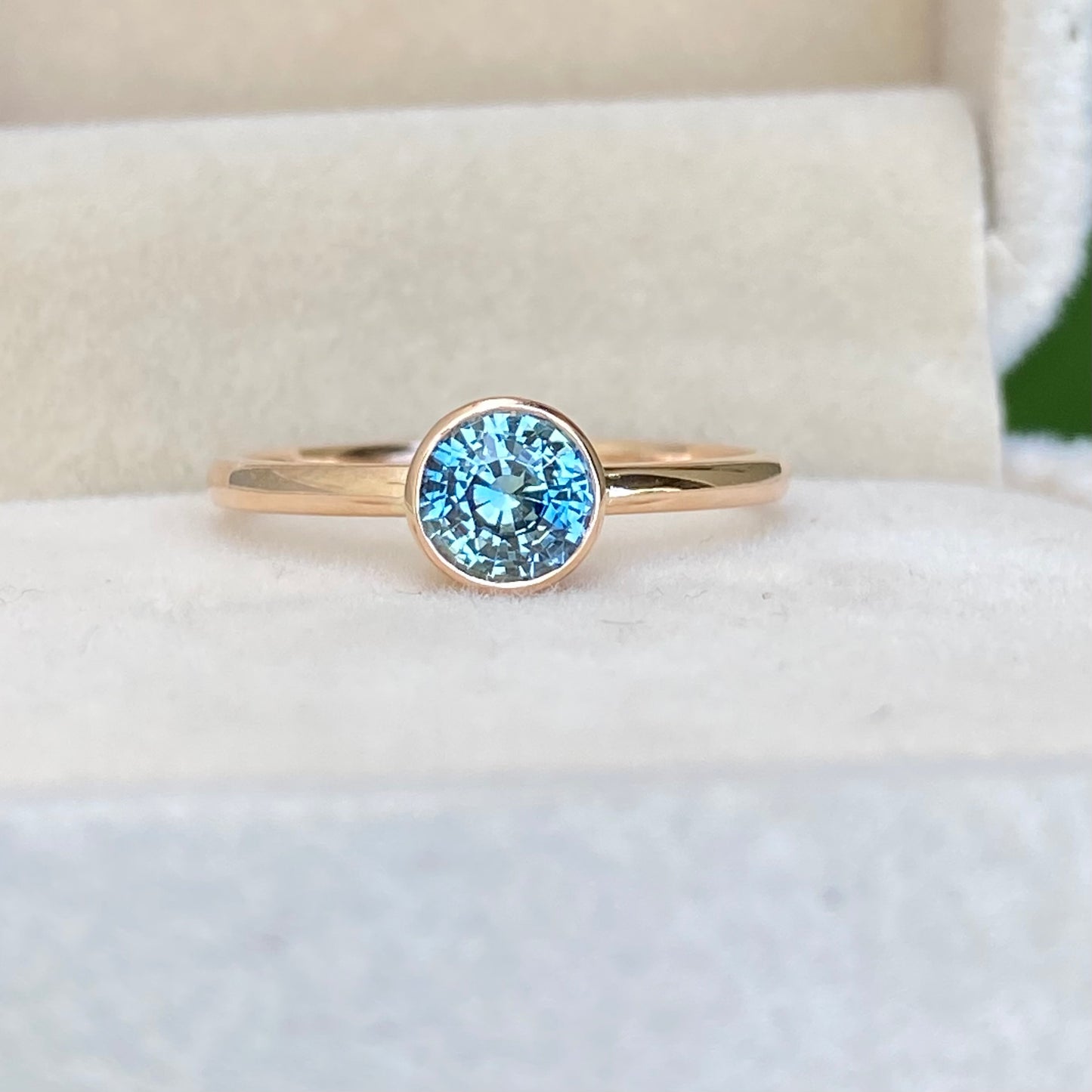 Mermaid Sapphire Ring / Round Teal Sapphire Bezel Ring / Promise Ring / Natural Teal Sapphire / Unheated Sapphire / Stacking Ring