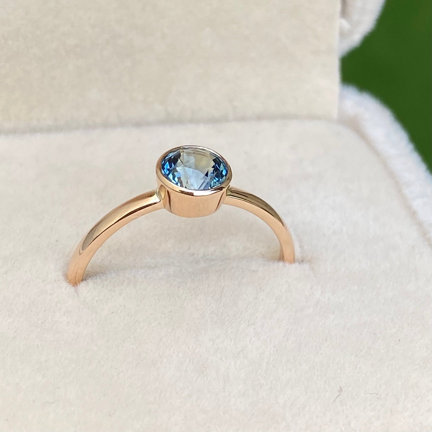 Mermaid Sapphire Ring / Round Teal Sapphire Bezel Ring / Promise Ring / Natural Teal Sapphire / Unheated Sapphire / Stacking Ring