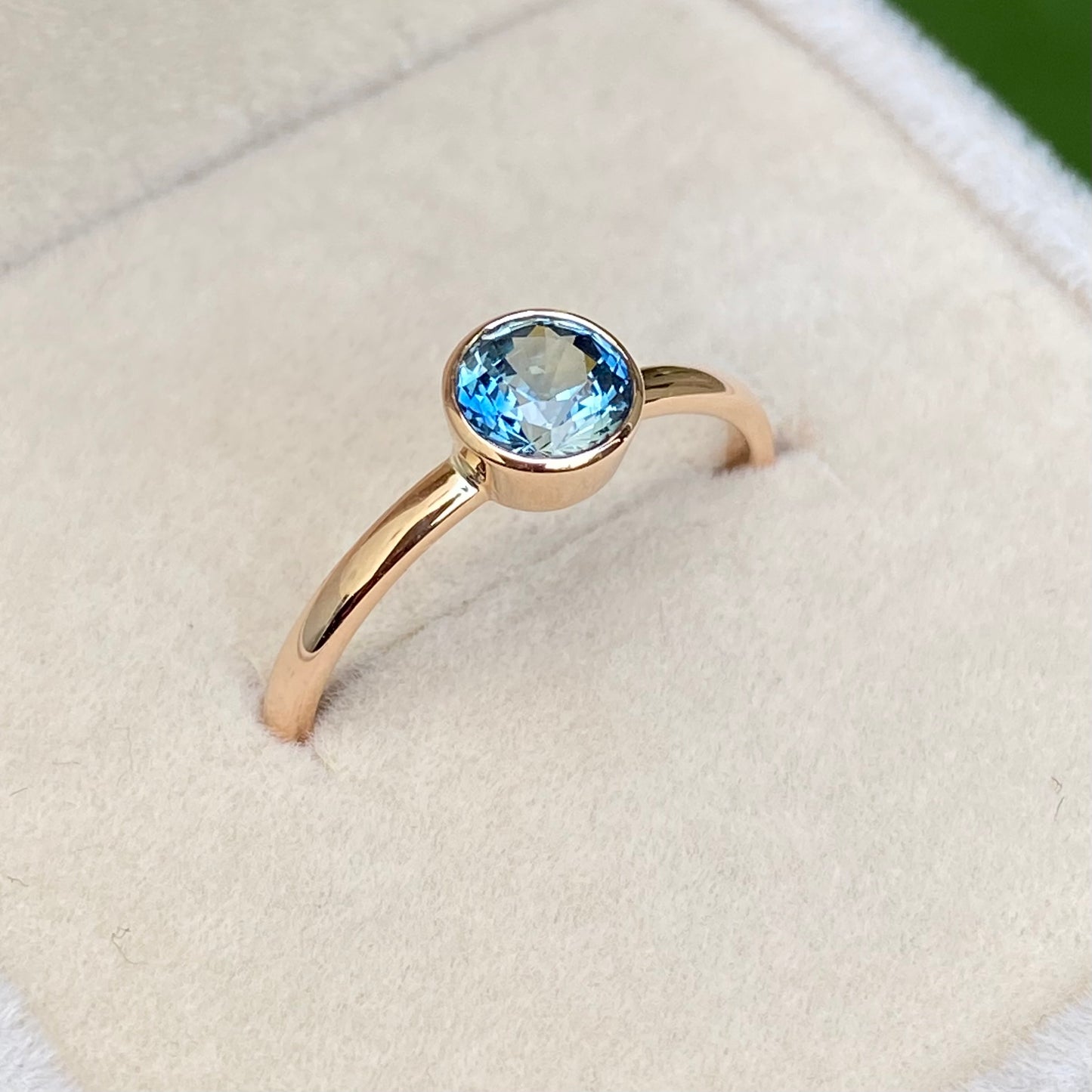 Mermaid Sapphire Ring / Round Teal Sapphire Bezel Ring / Promise Ring / Natural Teal Sapphire / Unheated Sapphire / Stacking Ring