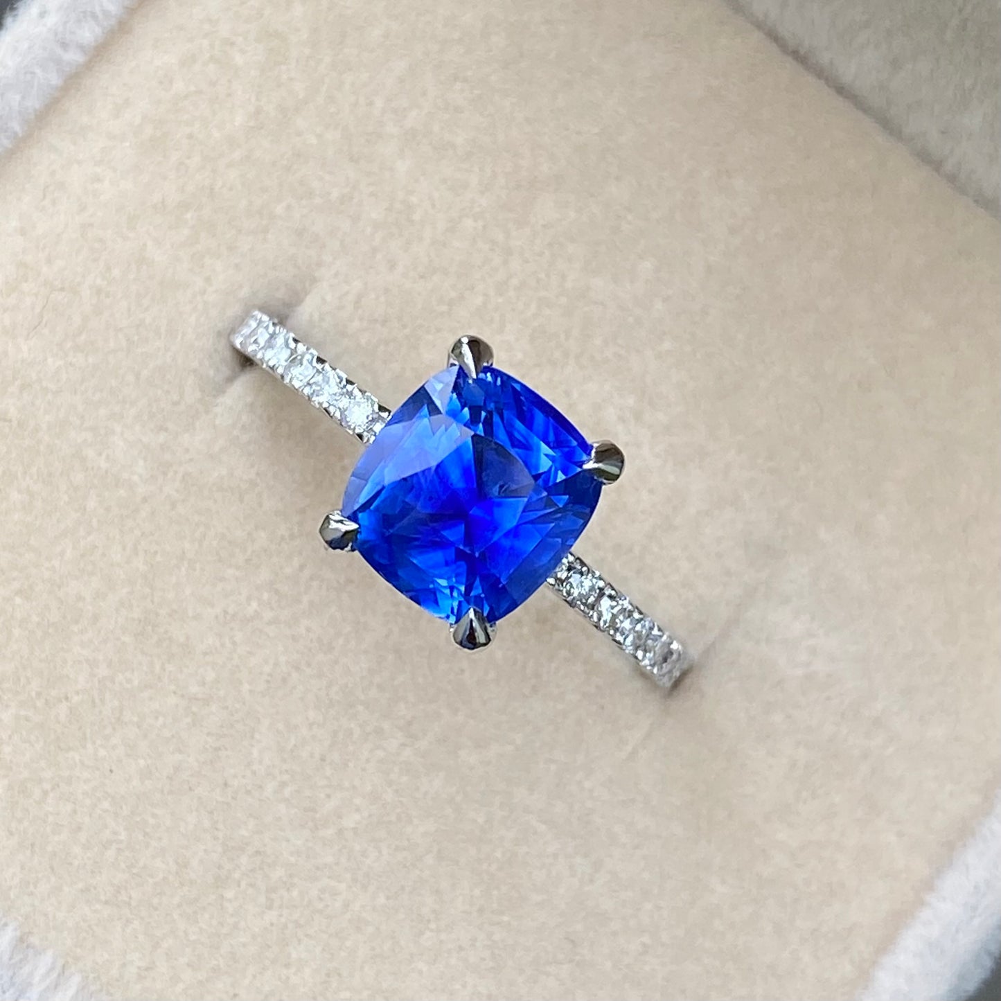 Ceylon Blue Sapphire Ring ,Cornflower Blue Sapphire, Cushion cut Sapphire ,Vivid Blue Sapphire, Engagement Ring