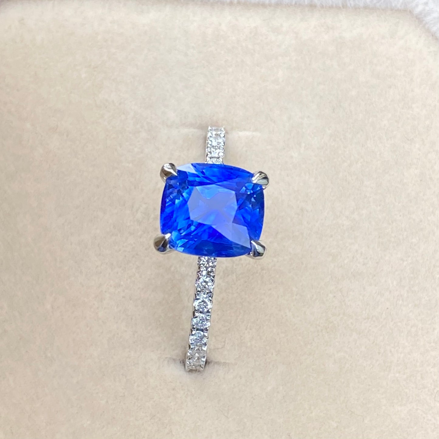 Ceylon Blue Sapphire Ring ,Cornflower Blue Sapphire, Cushion cut Sapphire ,Vivid Blue Sapphire, Engagement Ring