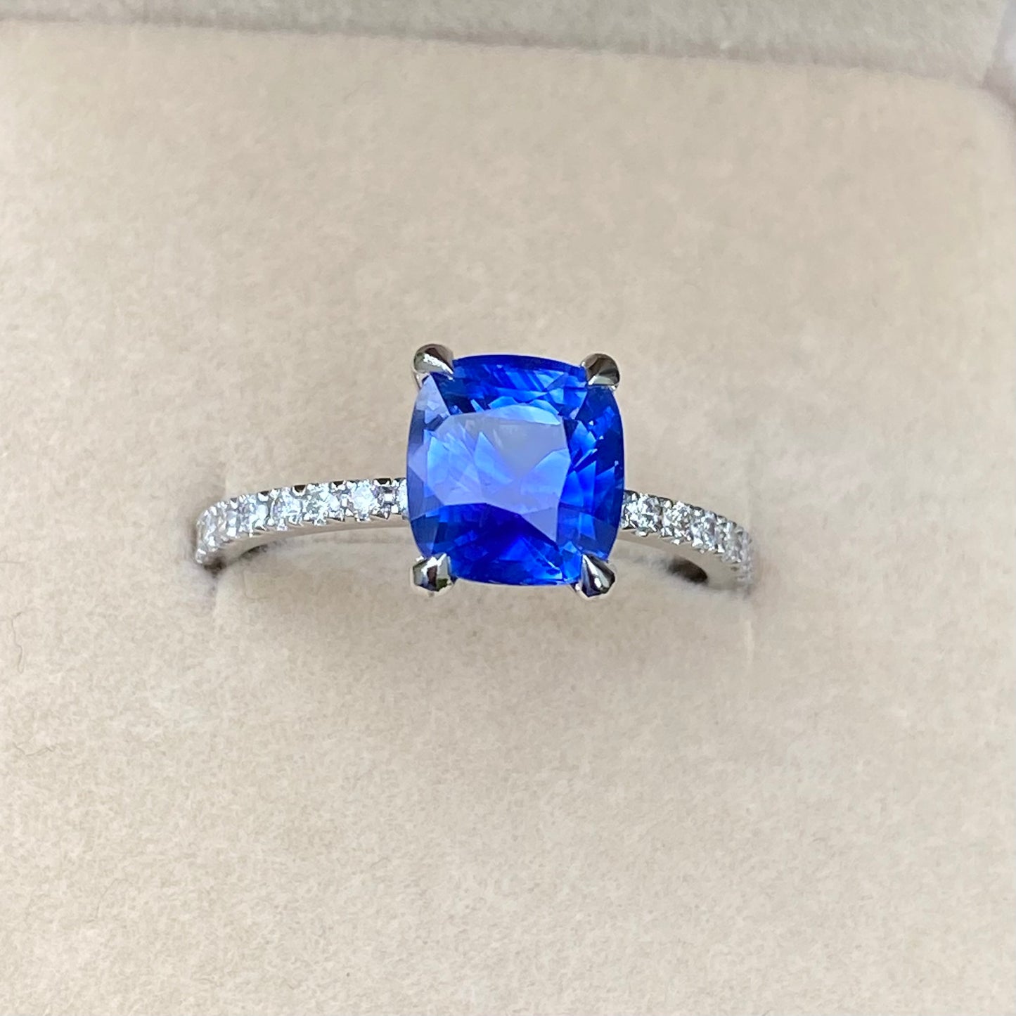 Ceylon Blue Sapphire Ring ,Cornflower Blue Sapphire, Cushion cut Sapphire ,Vivid Blue Sapphire, Engagement Ring