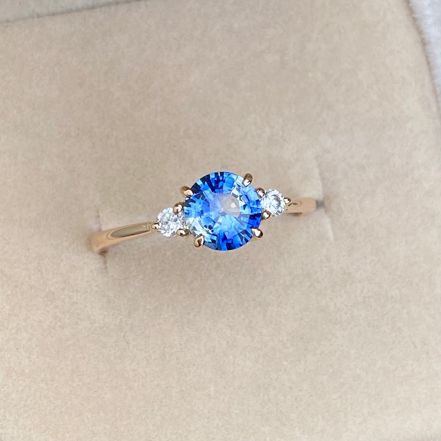 Natural Bicolor Sapphire Diamond Ring 14K Rose Gold