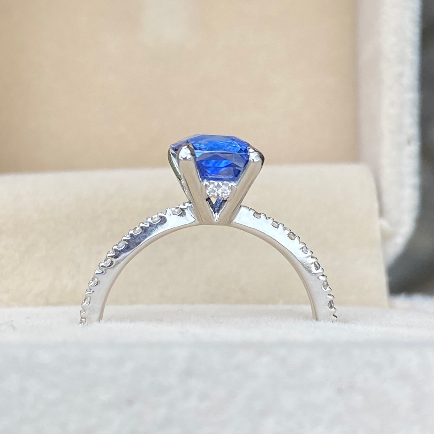 Ceylon Blue Sapphire Ring ,Cornflower Blue Sapphire, Cushion cut Sapphire ,Vivid Blue Sapphire, Engagement Ring