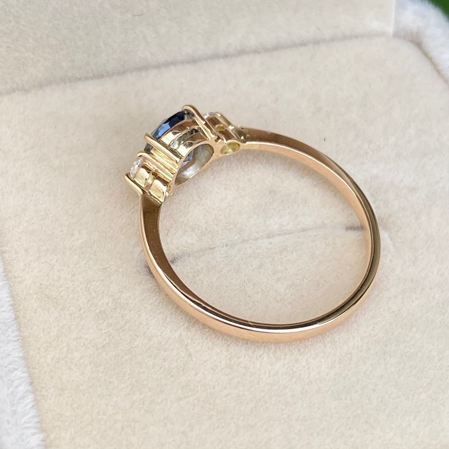 Natural Bicolor Sapphire Diamond Ring 14K Rose Gold