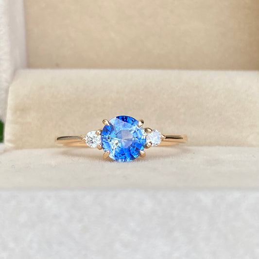 Natural Bicolor Sapphire Diamond Ring 14K Rose Gold