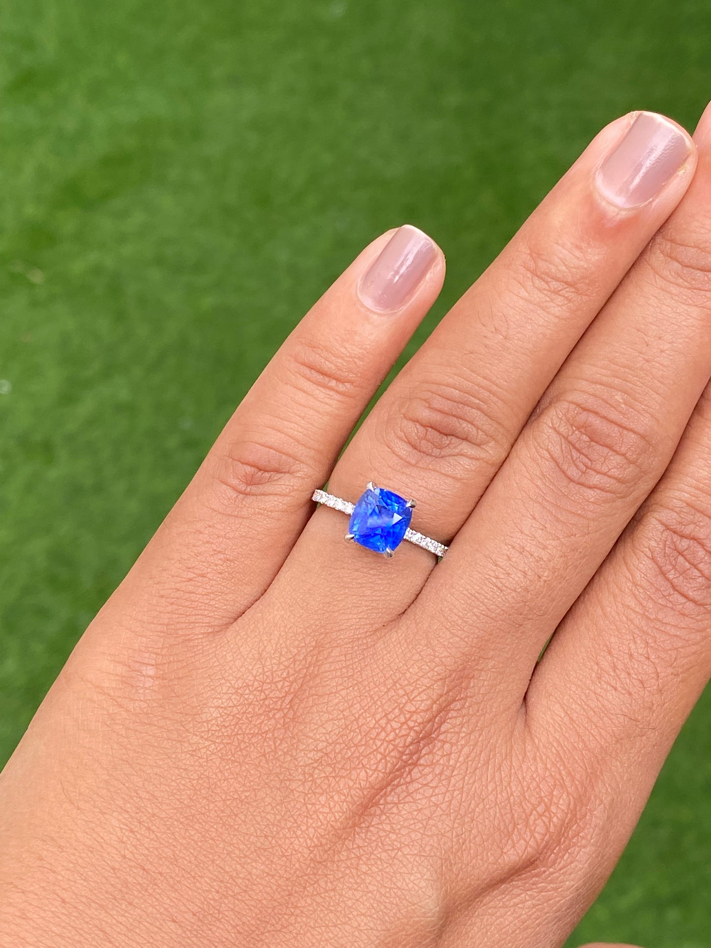 Ceylon Blue Sapphire Ring ,Cornflower Blue Sapphire, Cushion cut Sapphire ,Vivid Blue Sapphire, Engagement Ring